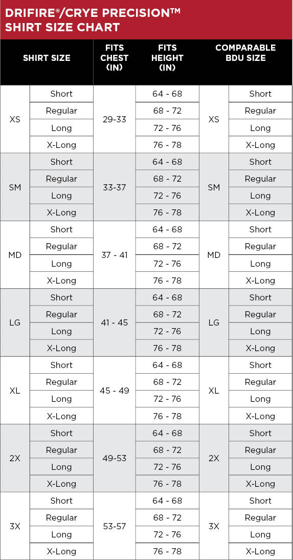 Sizing Chart