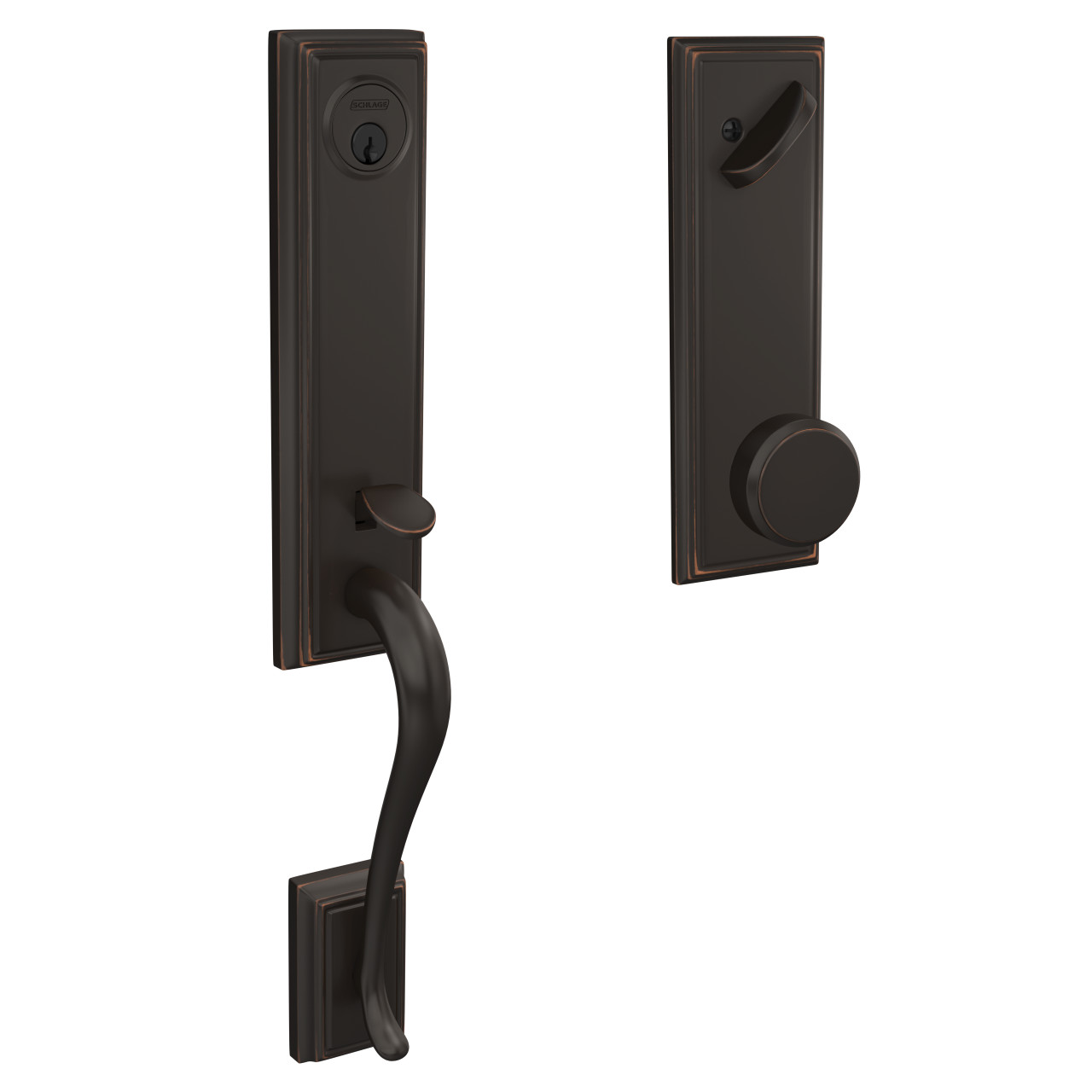 Custom 3/4 Trim Single Cylinder Handleset and Bowery Knob with Addison Trim