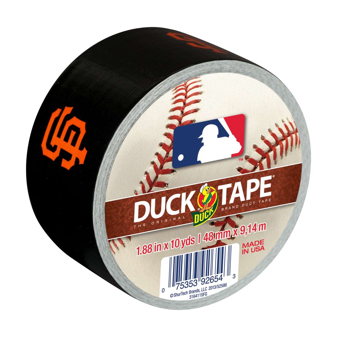 MLB Licensed Duck Tape® Brand Duct Tape - San Francisco Giants, 1.88 in. x 10 yd. Image