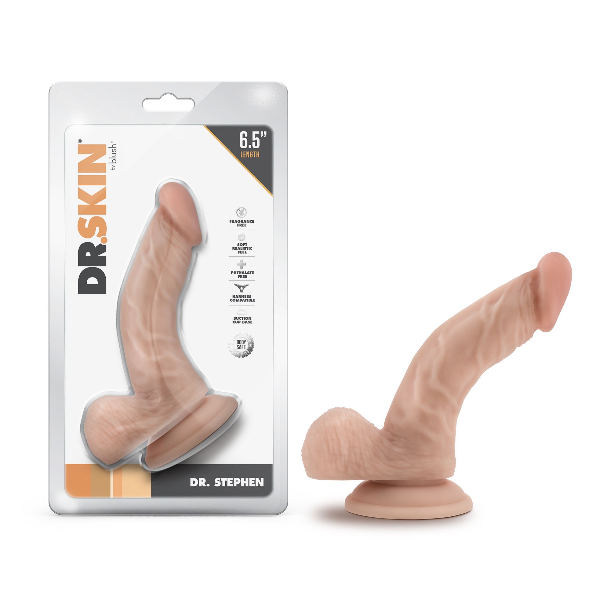 Blush Dr. Skin Dr. Stephen 6.5 Inch Long Dildo with Suction Cup & Balls Beige