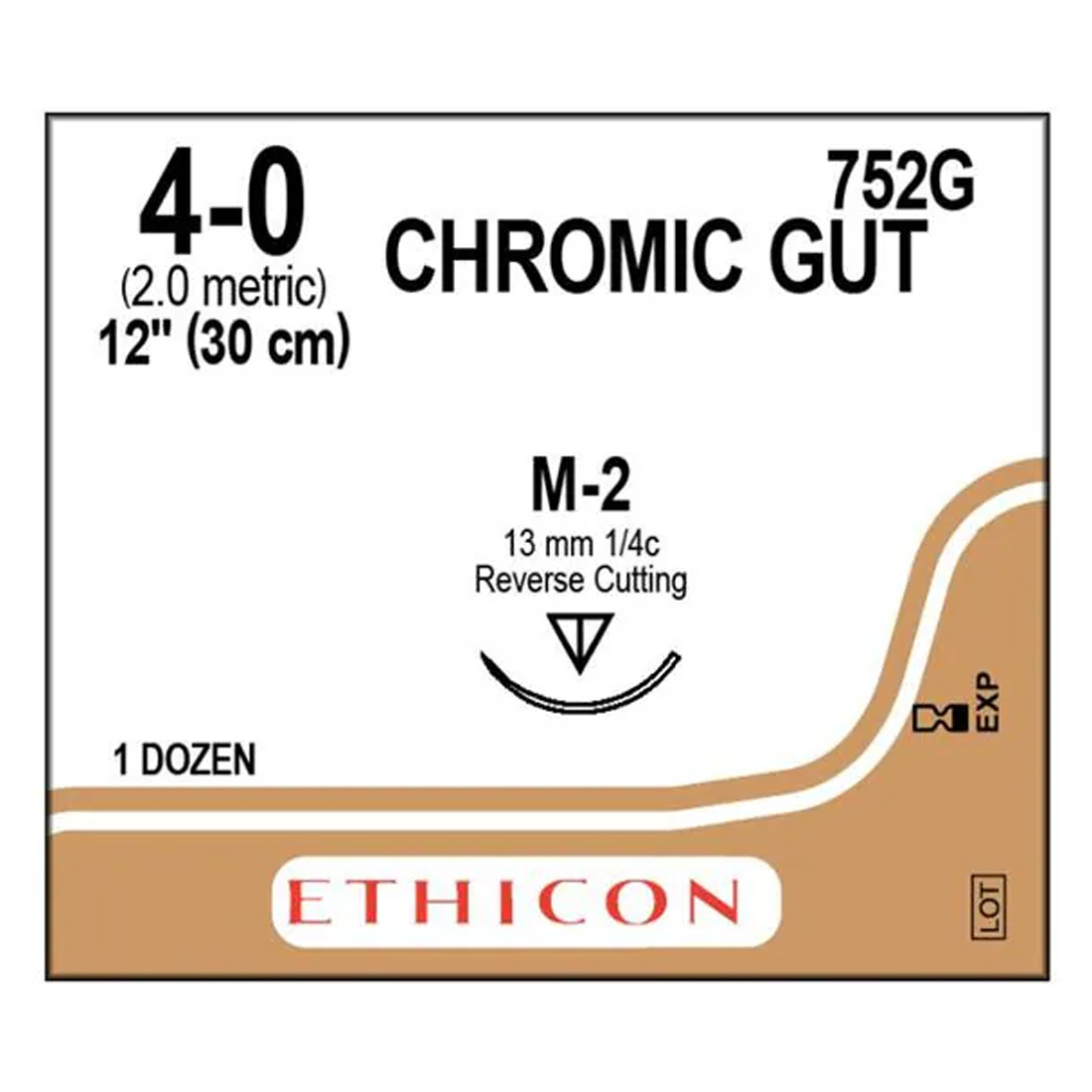 Chromic Gut Sutures, 4-0,  M-2,  12",  12/Box