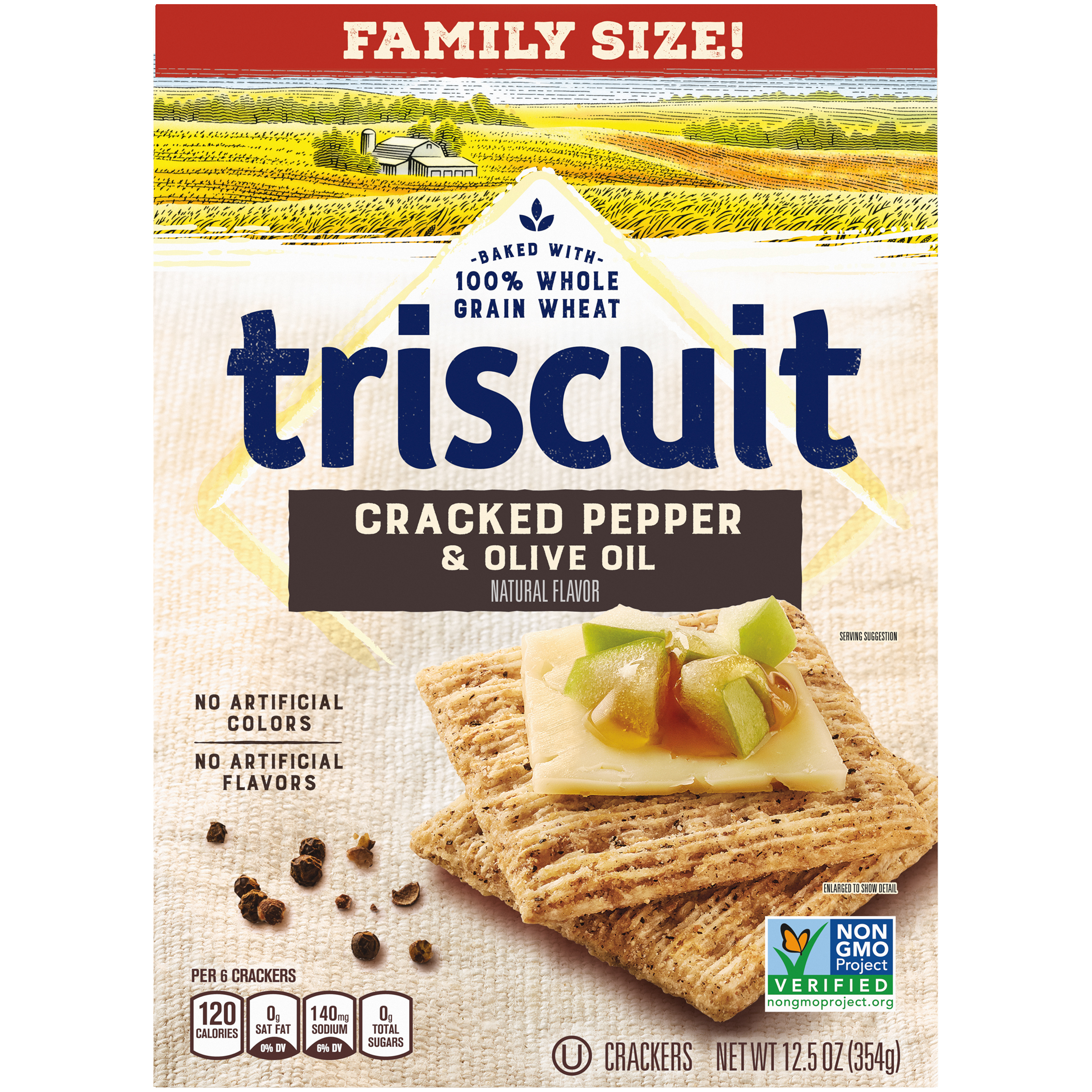 Triscuit Cracked Pepper & Olive Oil Whole Grain Wheat Crackers, Family Size, 12.5 oz-thumbnail-2