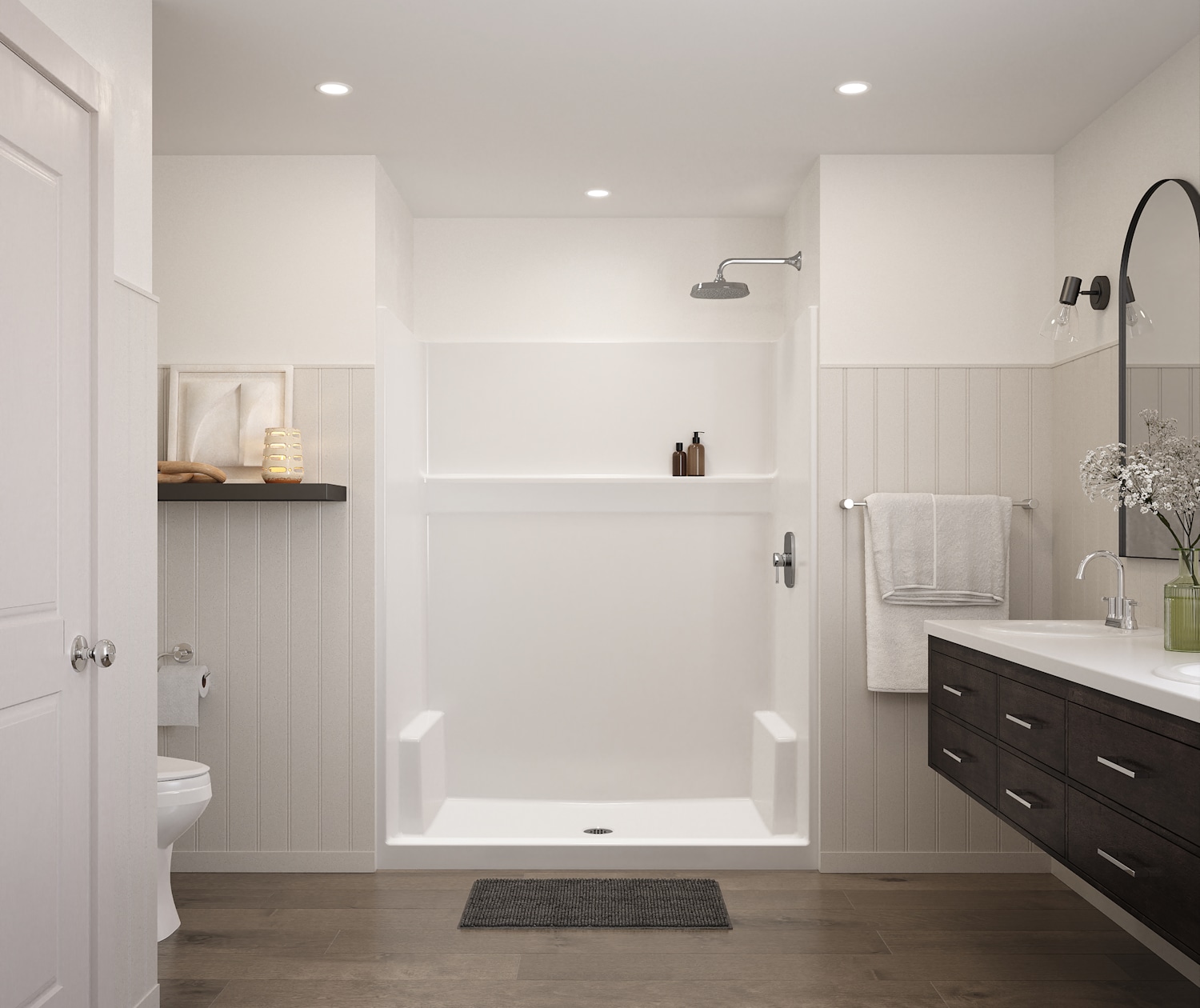 Icon SH6034 AcrylX™ Alcove Center Drain One-Piece Shower in White view 8