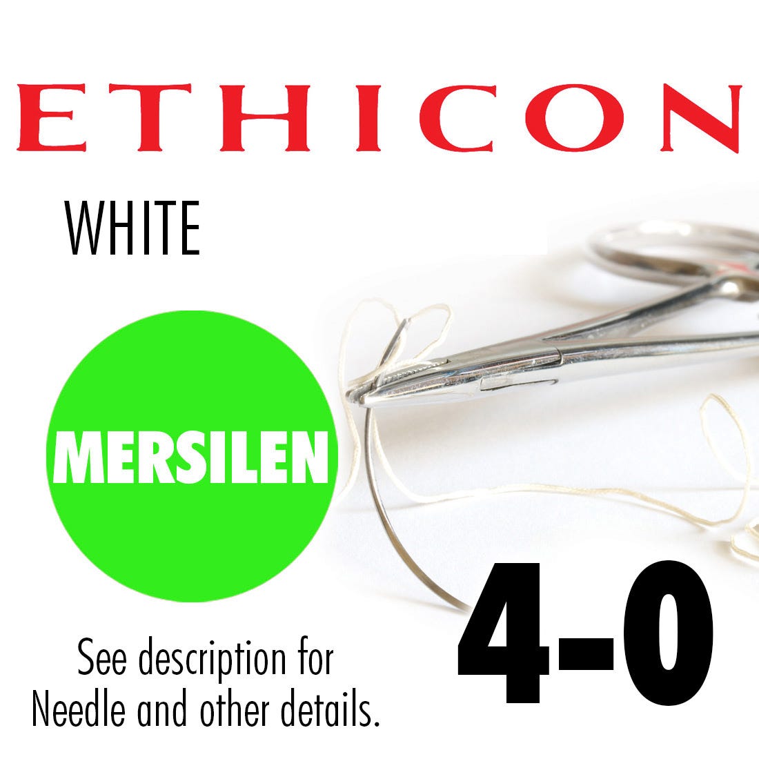 MERSILENE® Polyester Fiber White Braided Suture 4-0, BR-FS2, 18"- 36/Box