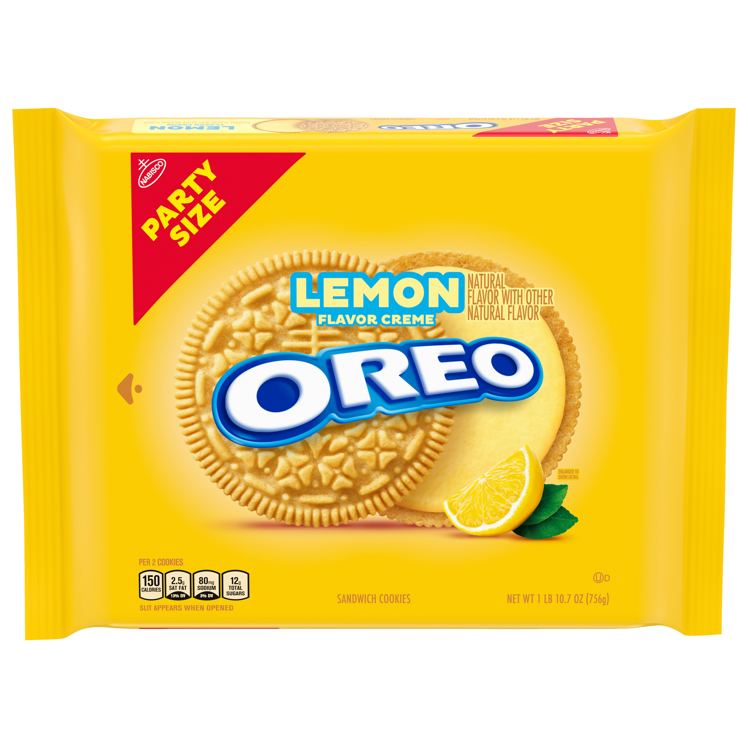 OREO Lemon Creme Sandwich Cookies, Party Size, 26.7 oz-0