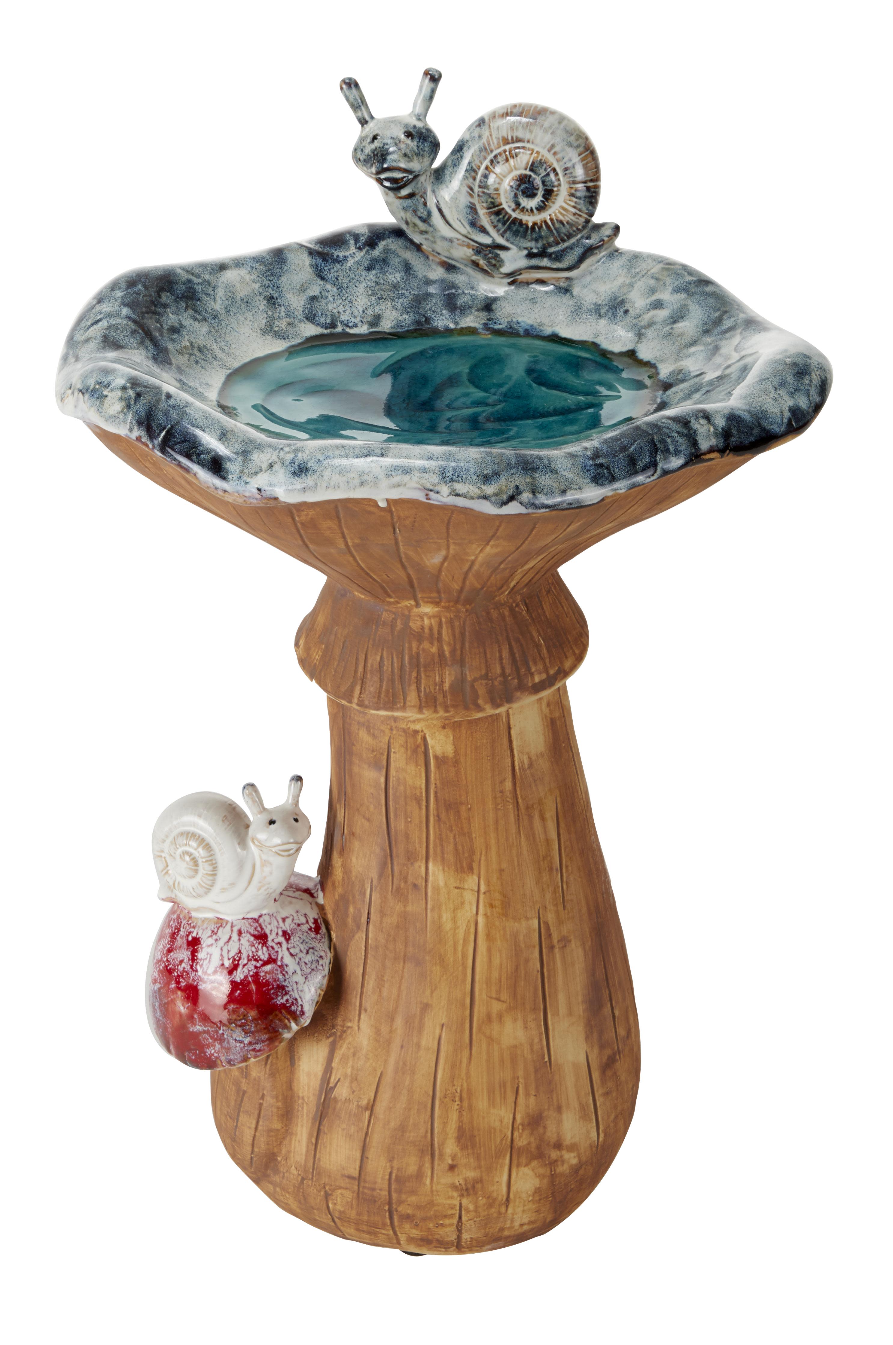Multi Colored Porcelain Ceramic Bird Bird Bath,