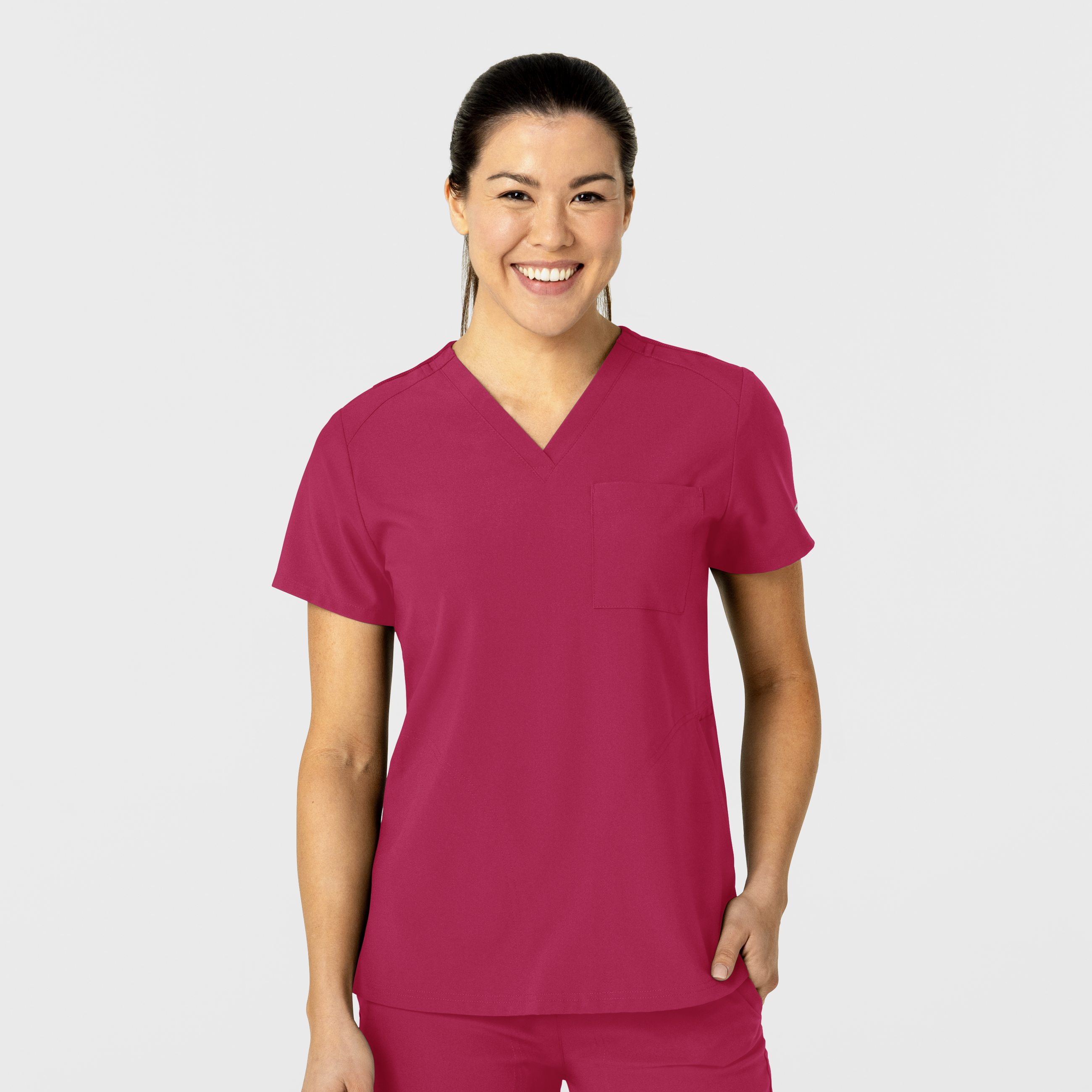 W123 Women&#39;s Flex&#45;n&#45;Reach V&#45;Neck Scrub Top-Wonder Wink