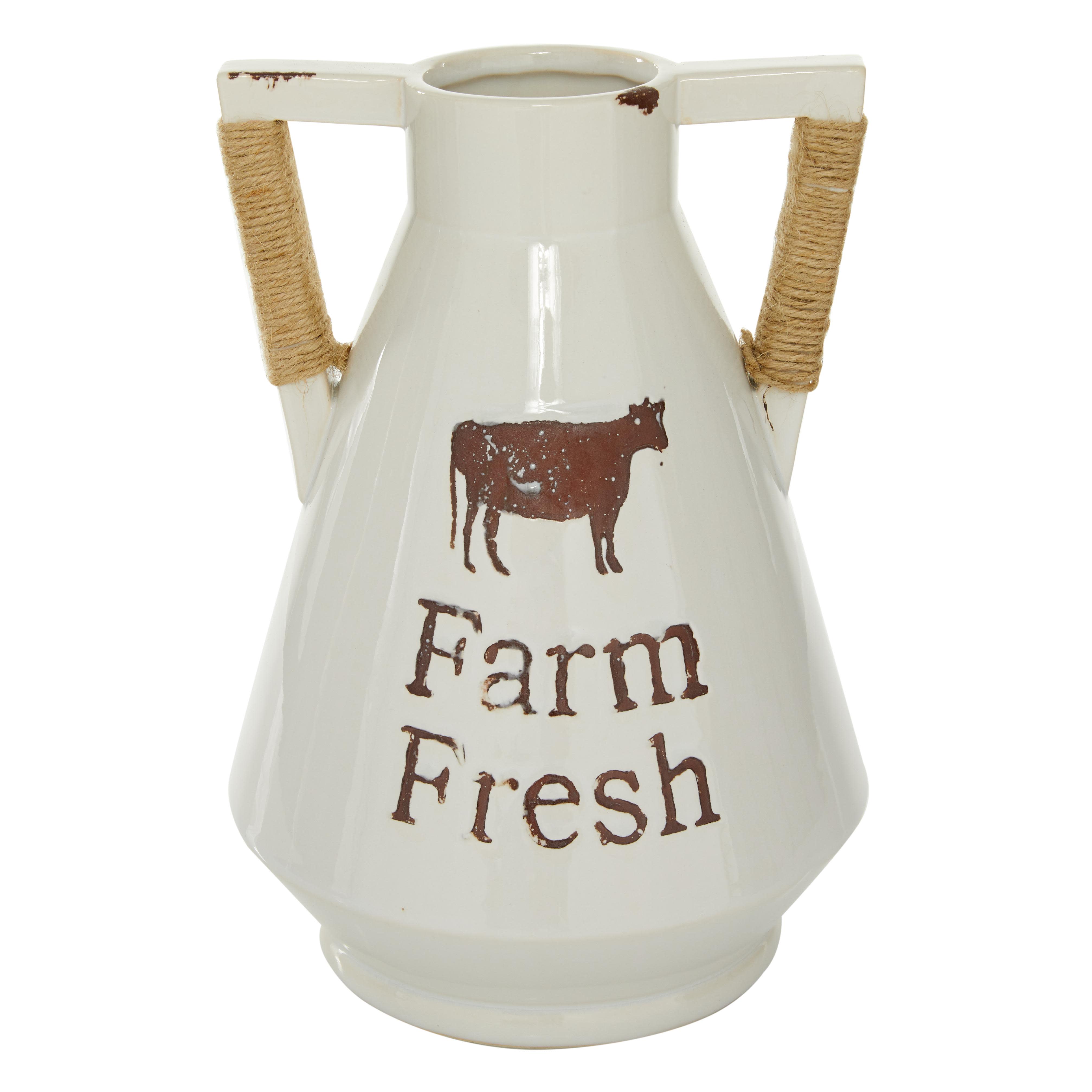 White Porcelain Ceramic  Vase, 8" x 8" x 12"