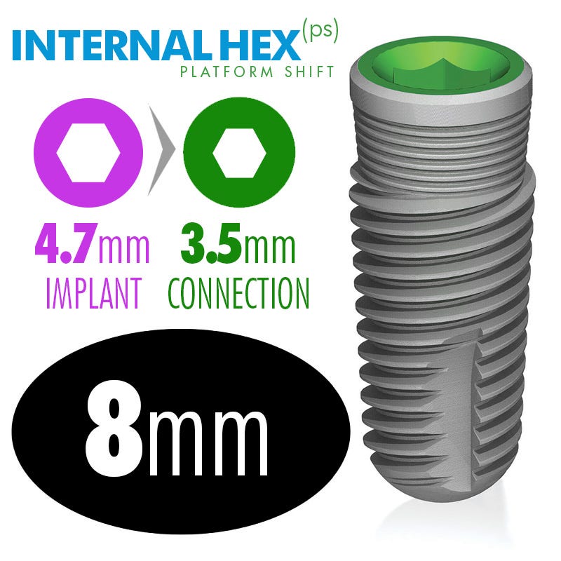 infinity INTERNAL HEX Platform Shift Implant 4.7 x 8mm, 3.5mm Platform