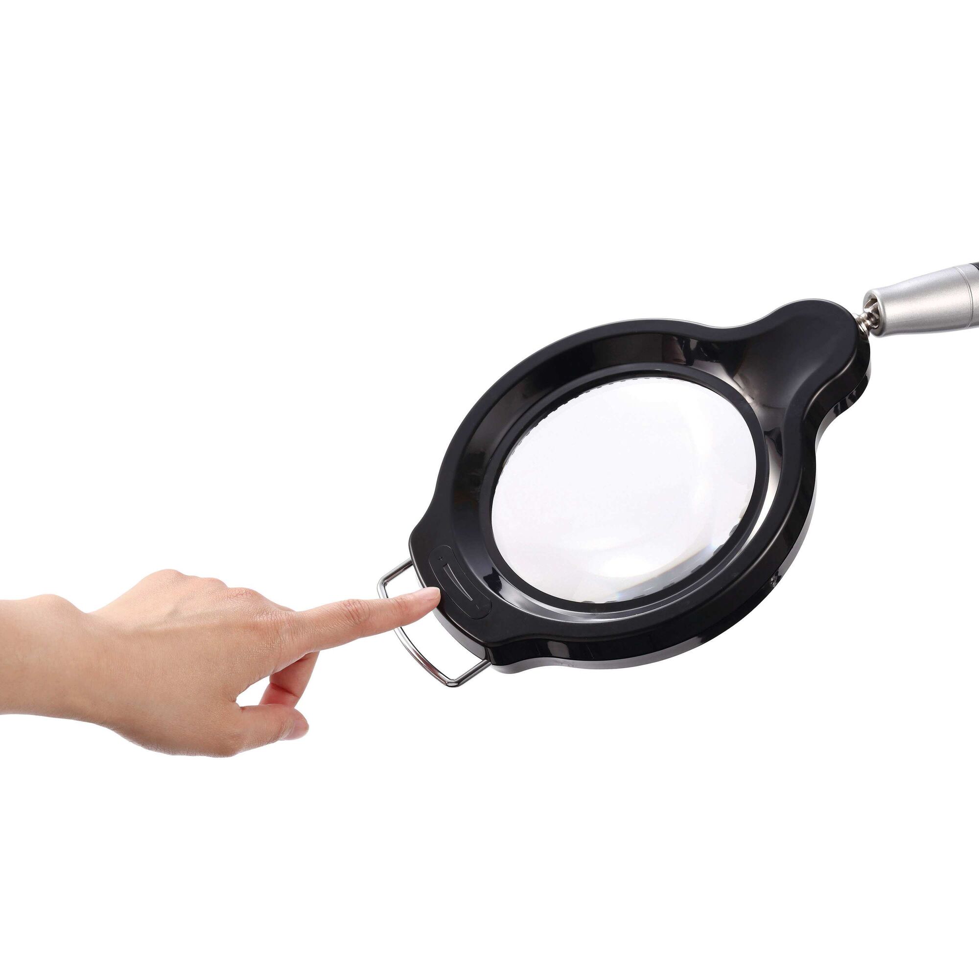 Five dimmable brightness levels feature of Ultra Reach Magnifier LED Desk Lamp .
