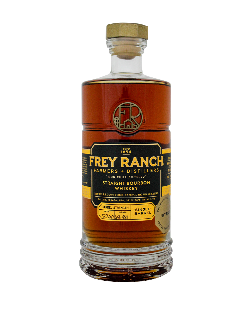 FREY RANCH BARREL STRENGTH BOURBON SINGLE BARREL (SKY BLUE)