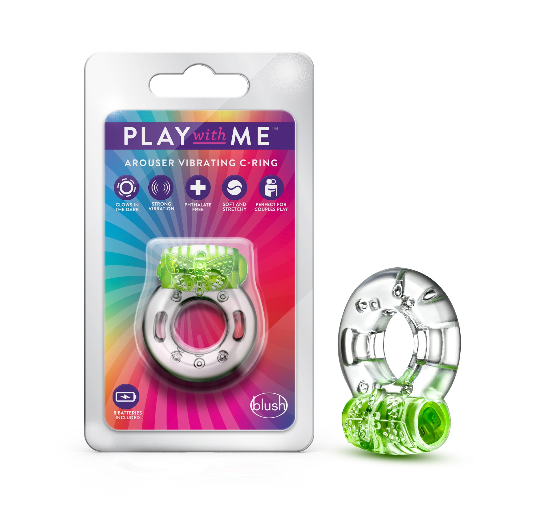 Blush Play With Me? / Arouser: Green Vibrating Penis Ring