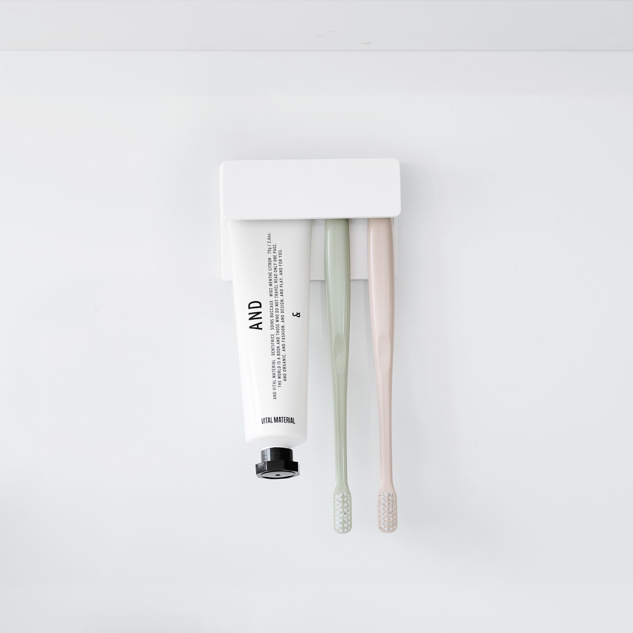 Film Hook Wide Toothbrush & Toothpaste Holder : Floating Storage