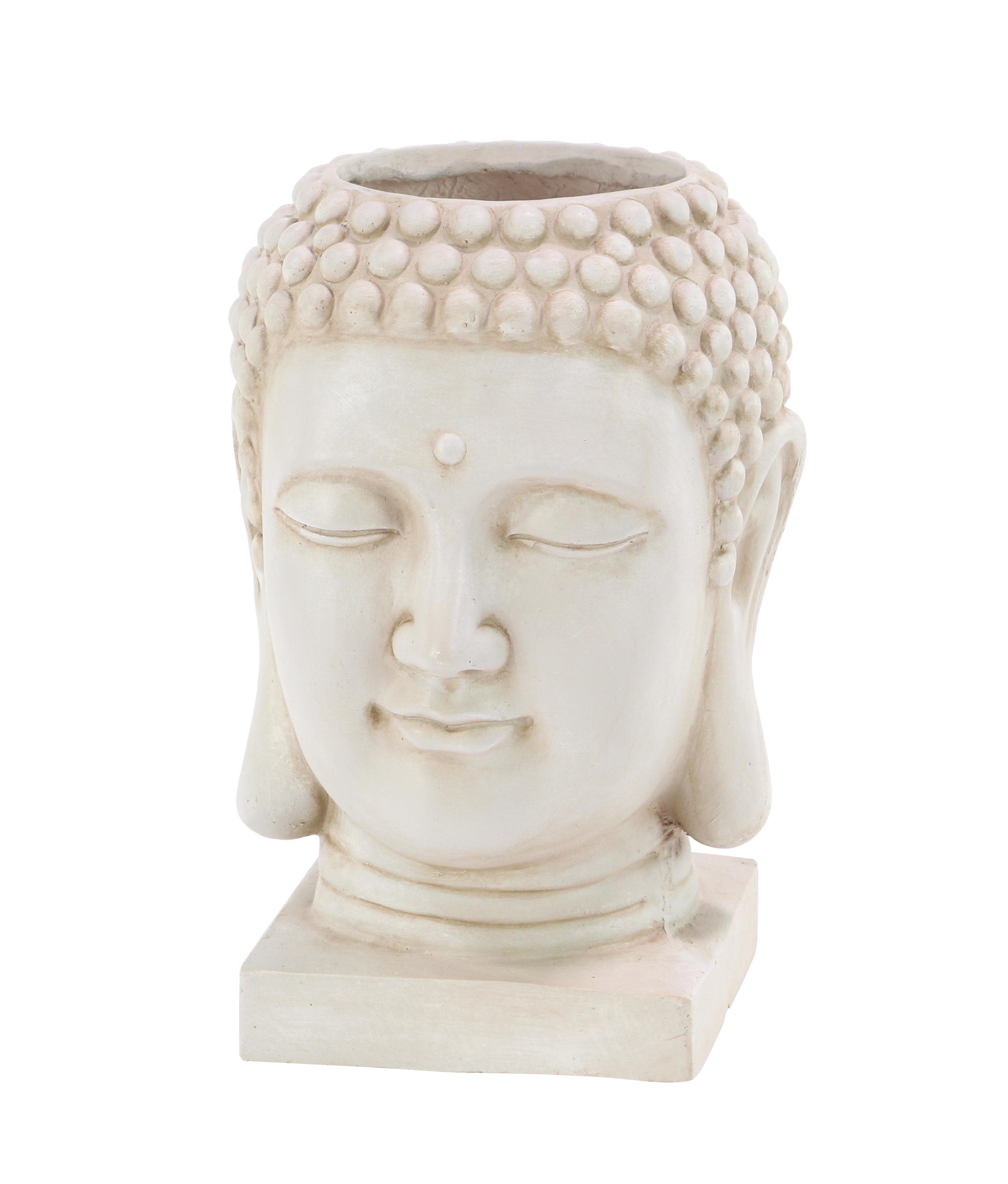White Fiberclay Ceramic  Planter, 10" x 9" x 16"