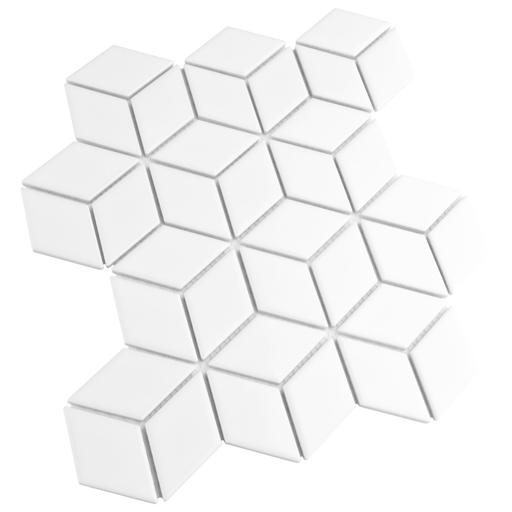 Metro Rhombus Glossy White In X In Porcelain Mosaic