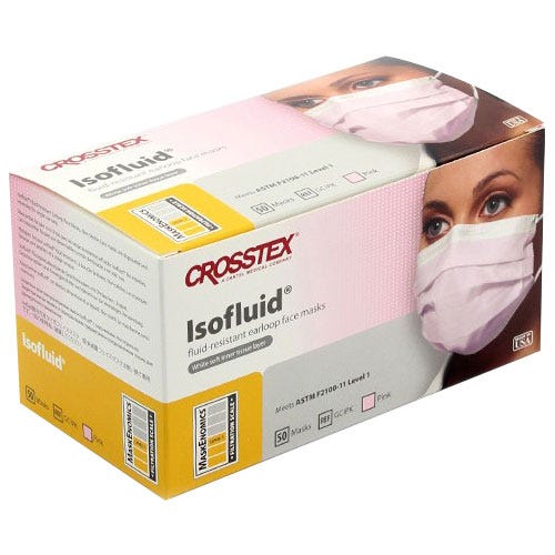 Isofluid® Mask Earloop, Pink, Level 1 - 50/Box