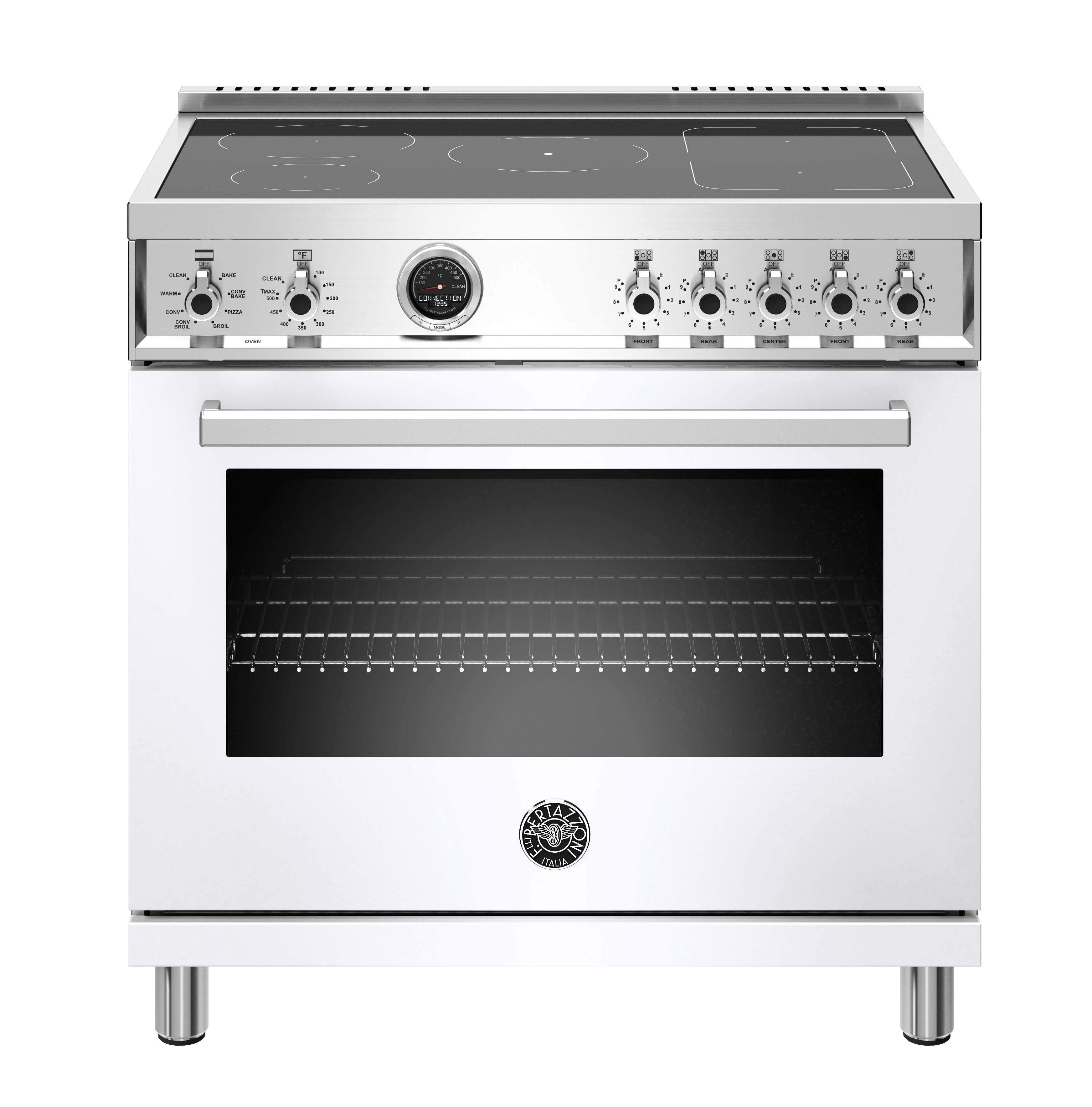 Bertazzoni 36" Professional Series range - Electric self clean oven - 5 induction zones