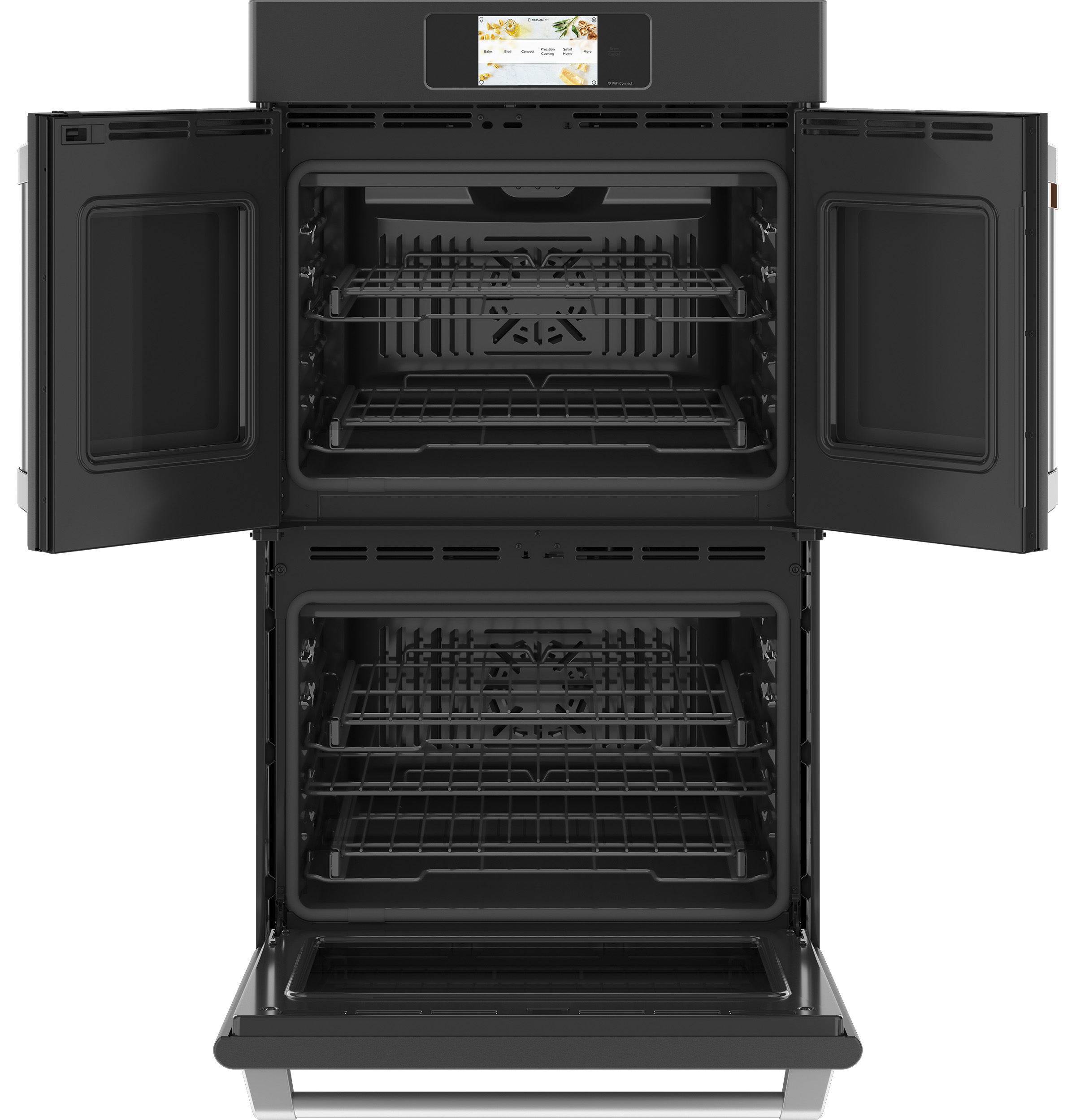30" Width Dbl Elec French-Dr Slf & Stm Cln Conv (Both) 7" Full-Clr Tch LCD Scrn 4x Roller Rck, Meat Prb Prec Ckg, Hot-Air Fry — Connectable via built-in WiFi — Est Drop Date = JUN-26 view 2