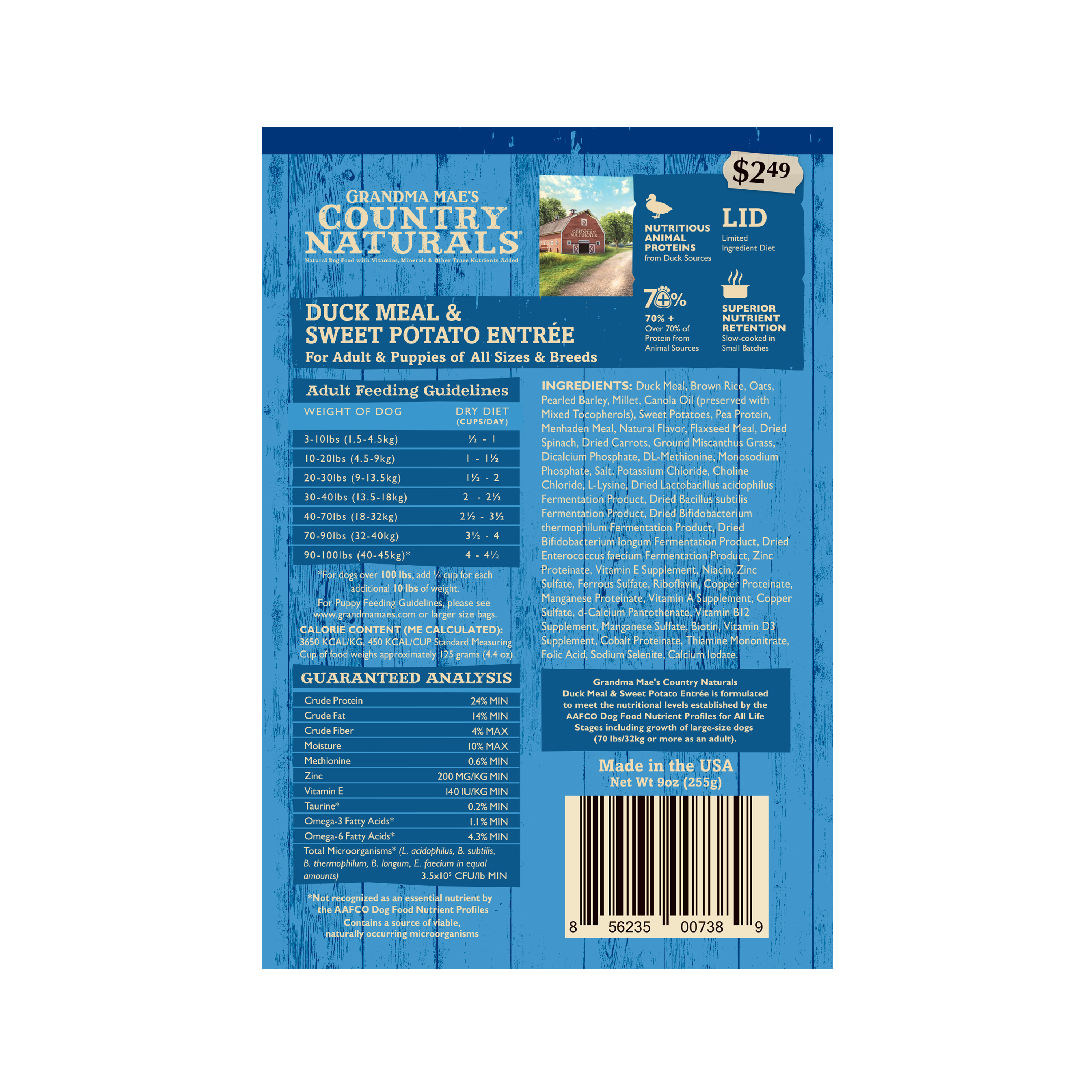 Grandma Maes Country Naturals Grandma Maes Duck Meal and Sweet Potato Dry Dog Food Sample 9 Ounces
