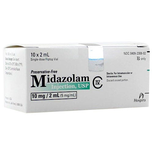 Midazolam 5mg/ml 2ml Single Dose Vial - 10/Box- CIV