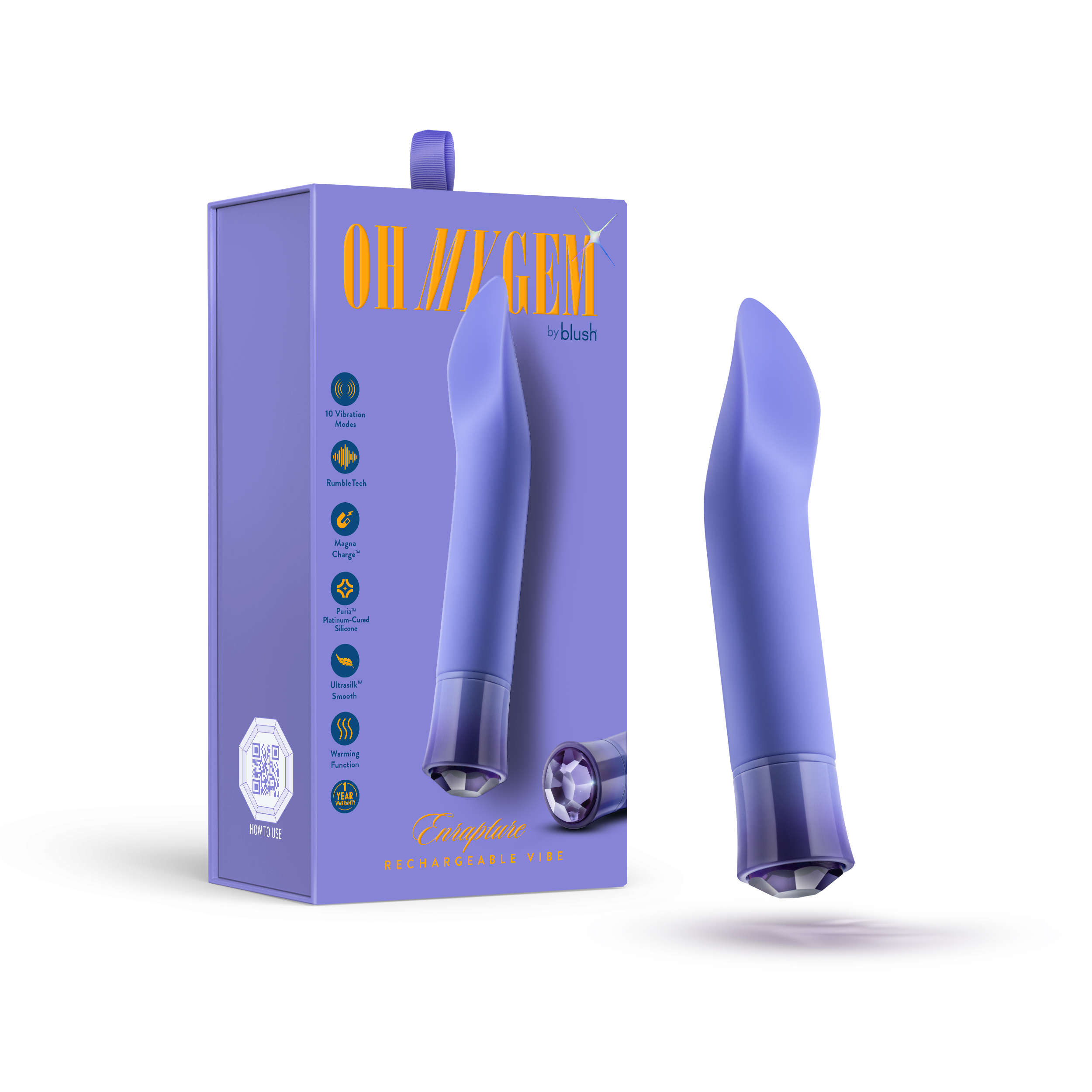 Blush Oh My Gem Enrapture 6.5 Inch Warming Clitoral Vibrator in Tanzanite - Made with Smooth Ultrasilk? Puria? Silicone