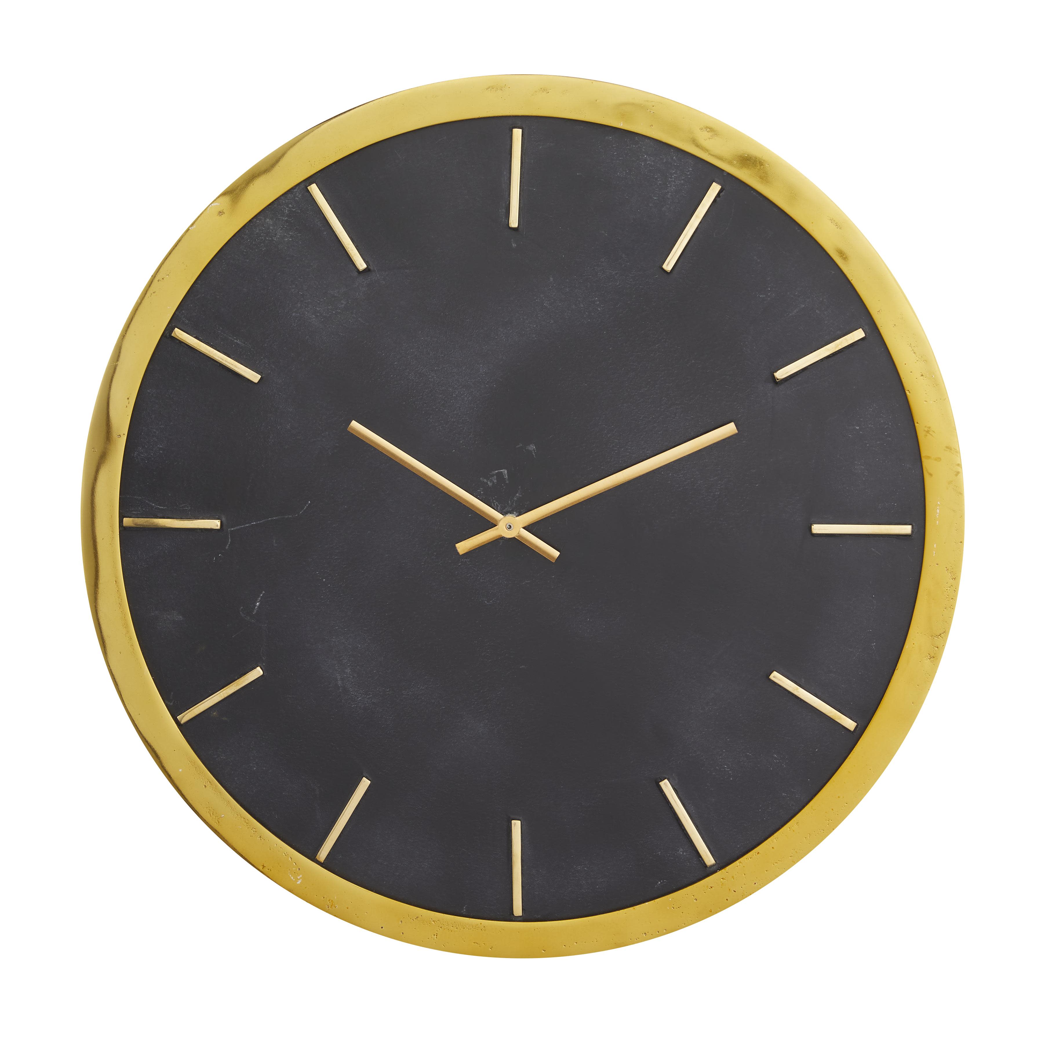 CosmoLiving by Cosmopolitan Black Marble  Round Wall Clock with Gold Accents, 19" x 19" x 2"