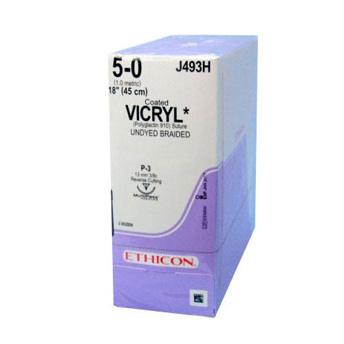 VICRYL® Undyed Braided & Coated Suture, 5-0, P-3, Precision Point-Reverse Cutting, 18" - 36/Box