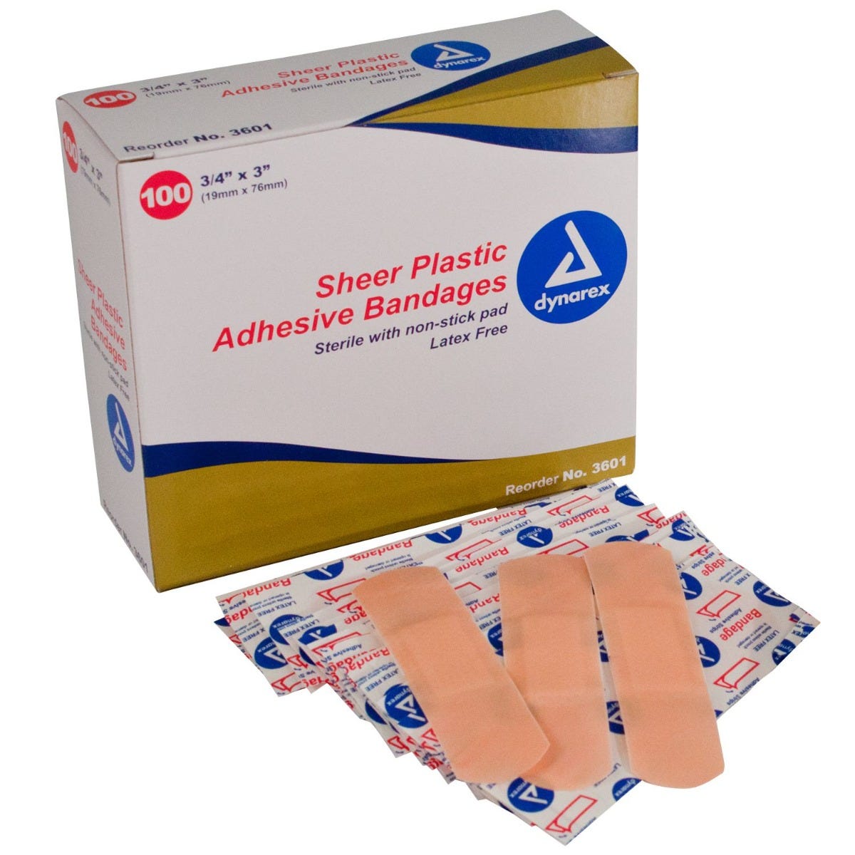 Dynarex Sheer Adhesive Strips - 3/4" x 3" 