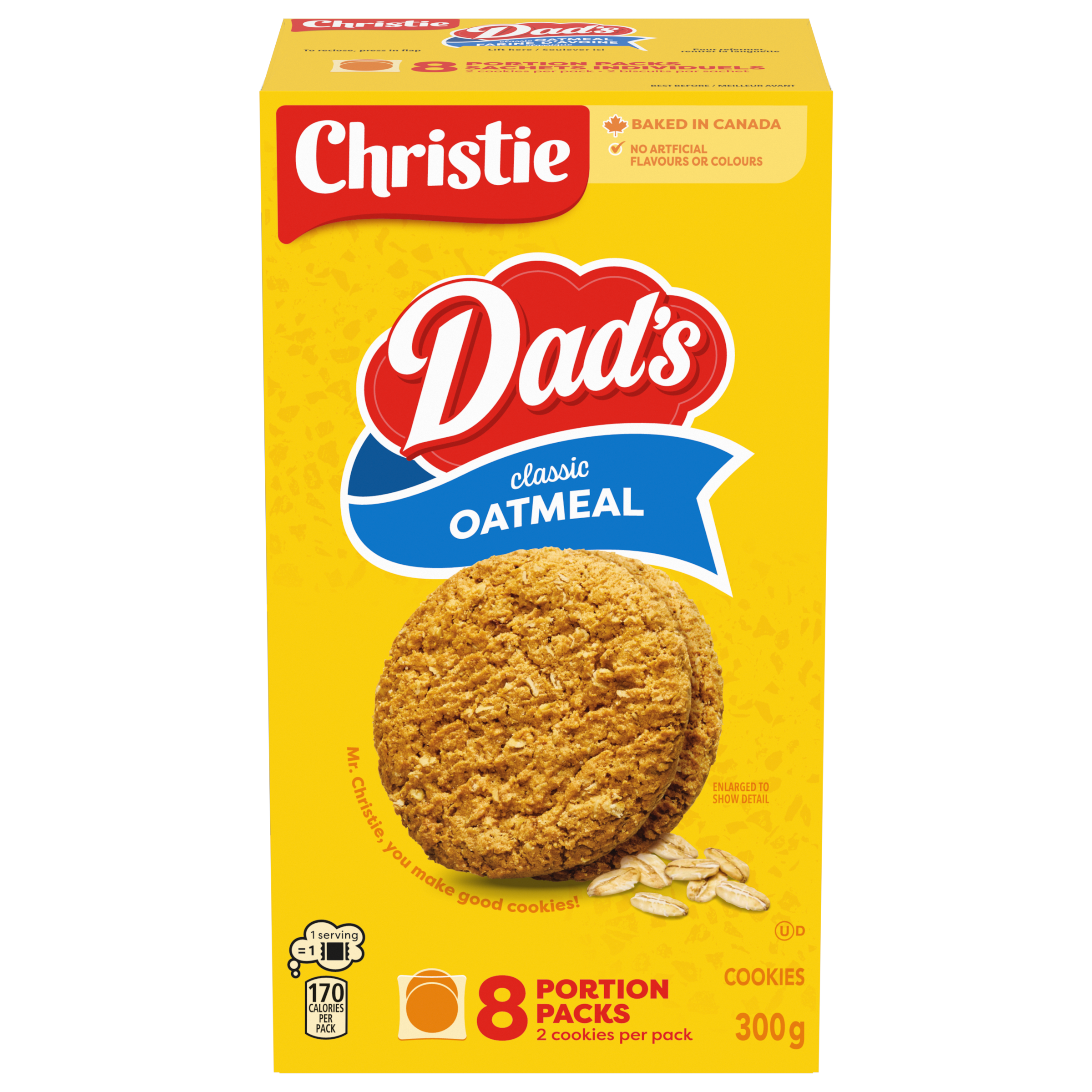 DAD'S Oatmeal Original Cookies 8 Portion Packs, 300 g
