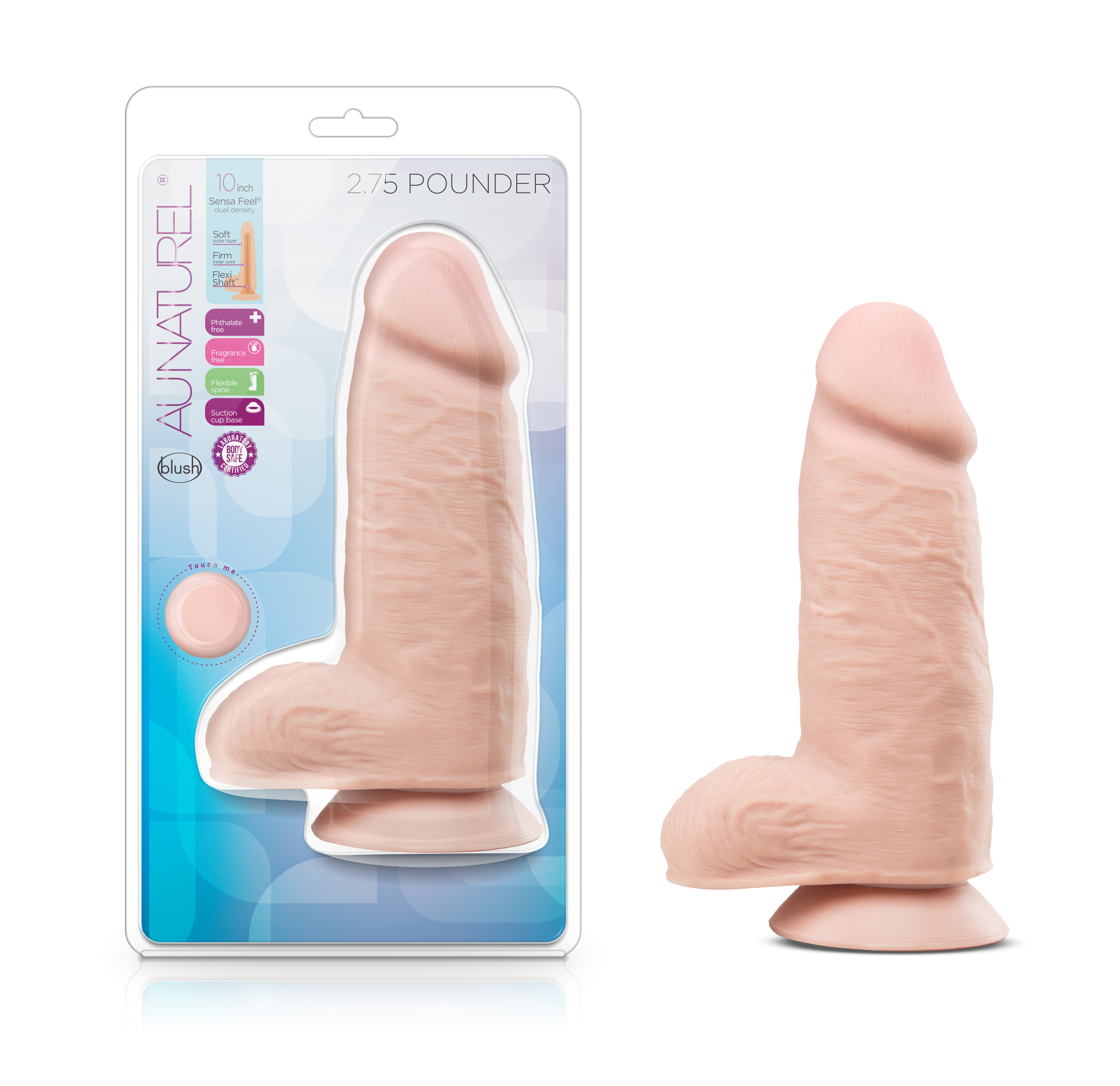 Blush Au Naturel Realistic Vanilla 10-Inch Long Dildo With Balls & Suction Cup Base