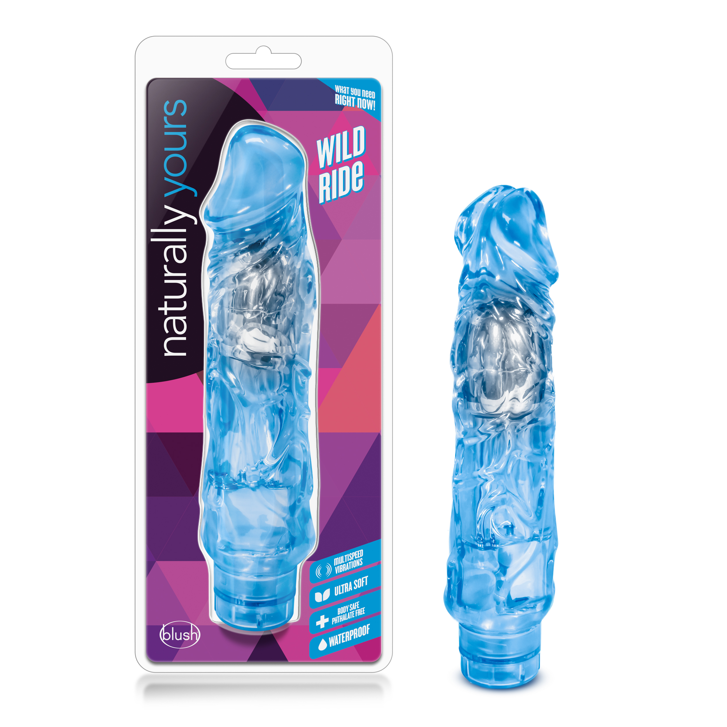 Blush Naturally Yours Wild Ride Realistic Blue 9-Inch Vibrator