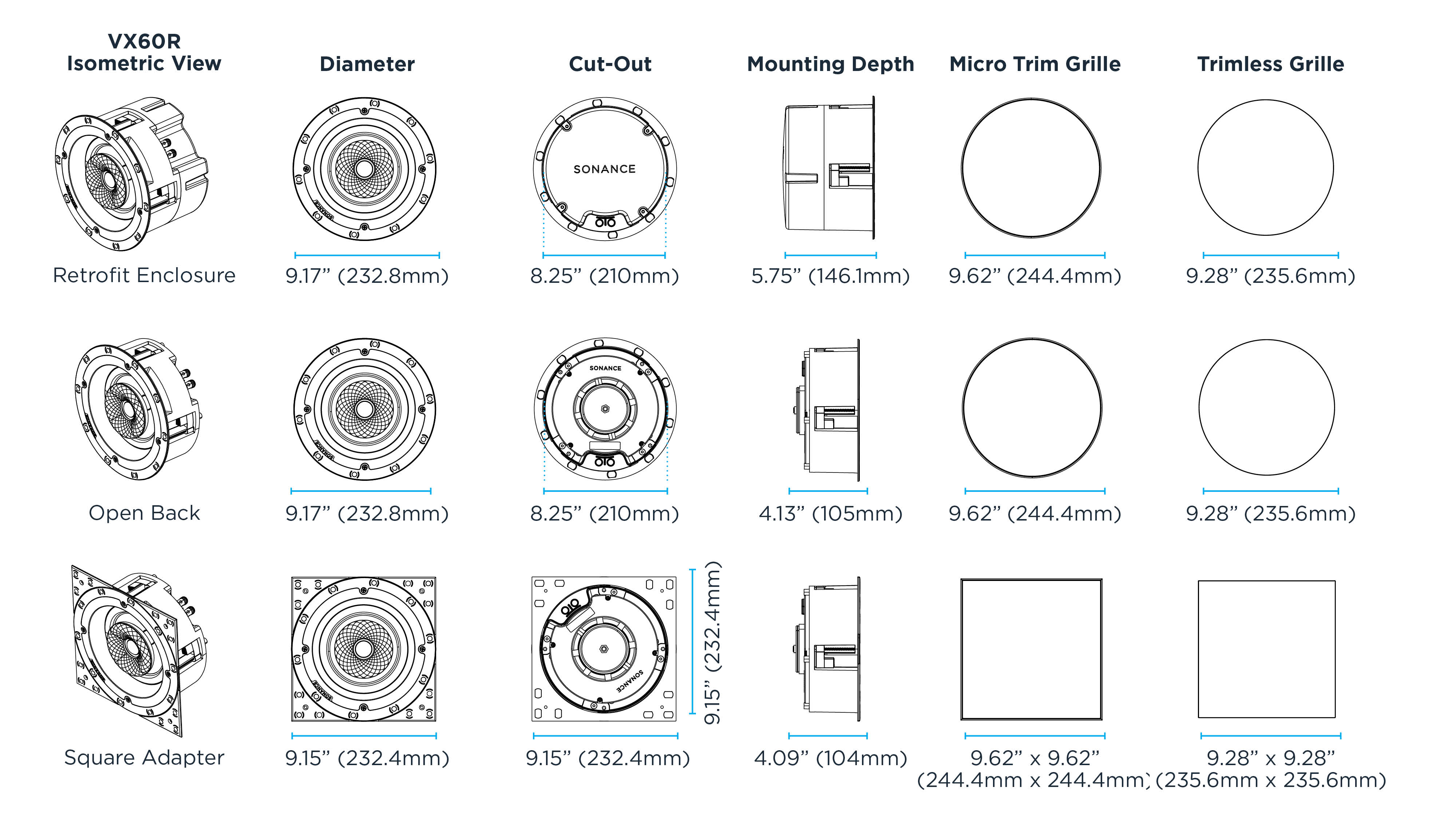 VX60R Dimensional Drawings