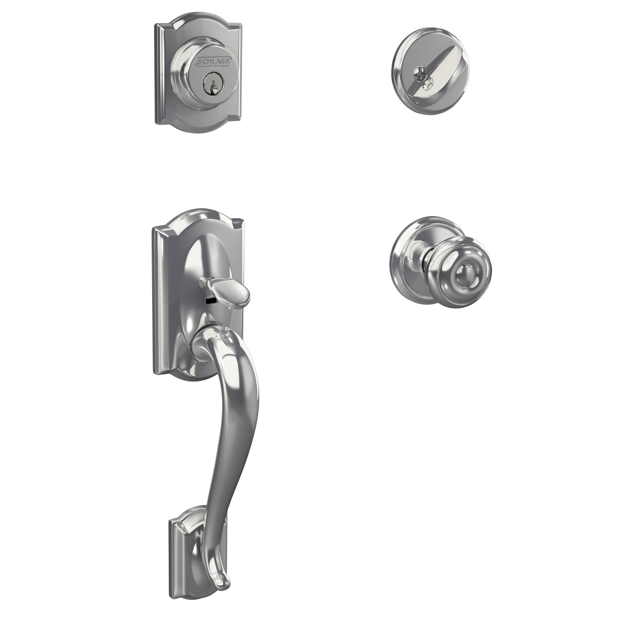 Custom Single Cylinder Handleset and Georgian Knob with Alden Trim