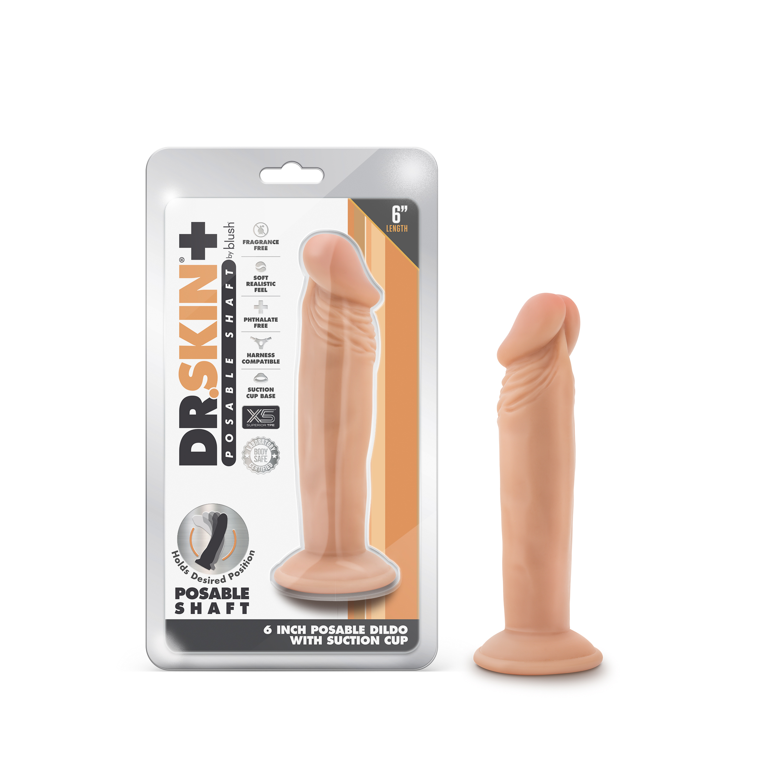 Blush Dr. Skin Plus Realistic Vanilla 6.5-Inch Long Dildo With Suction Cup Base