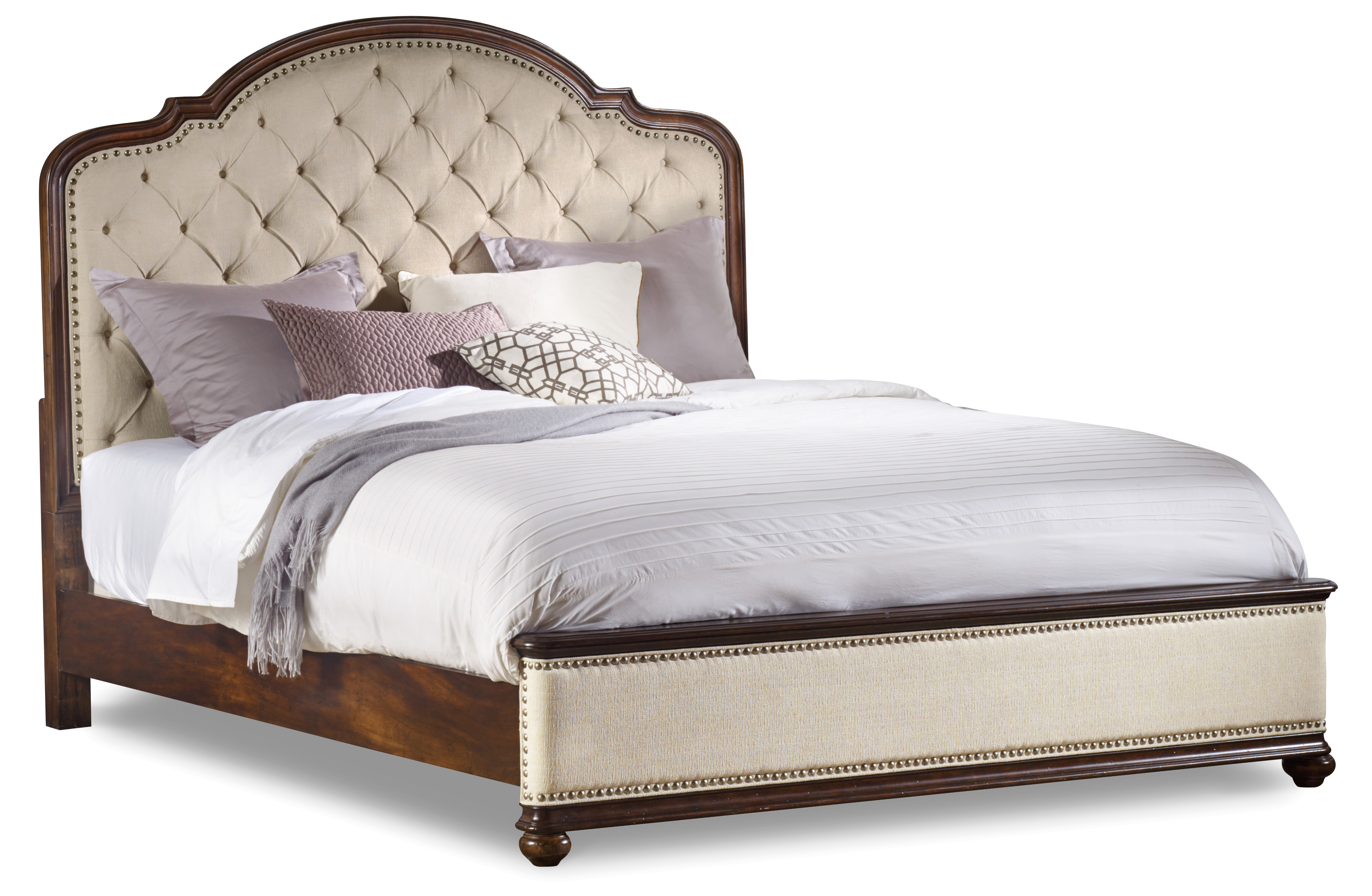 Picture of Queen Upholstered Bed Wood Rails