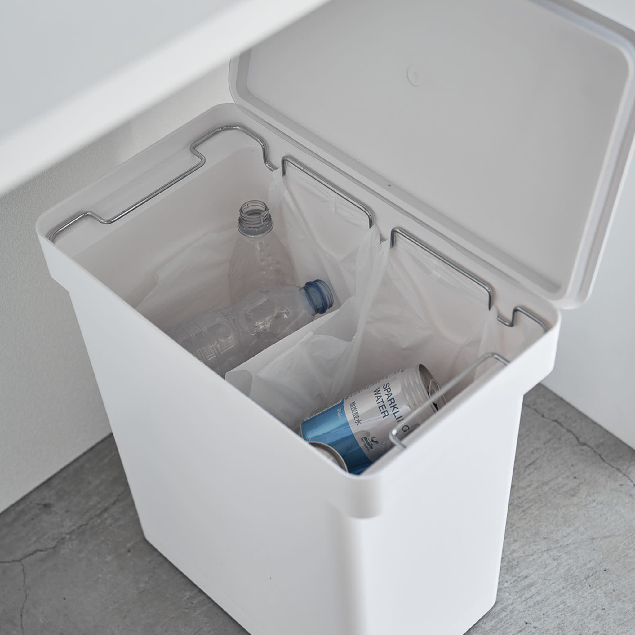 Airtight Trash Can with Casters : Invisible Trash Bag Holder