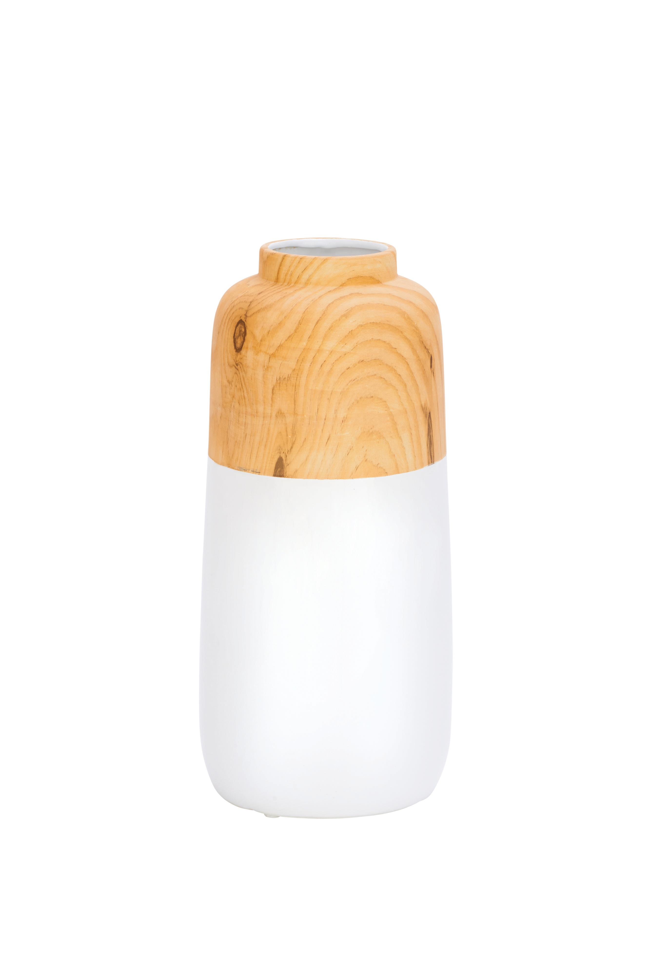 White Ceramic  Vase, 8" x 8" x 18"