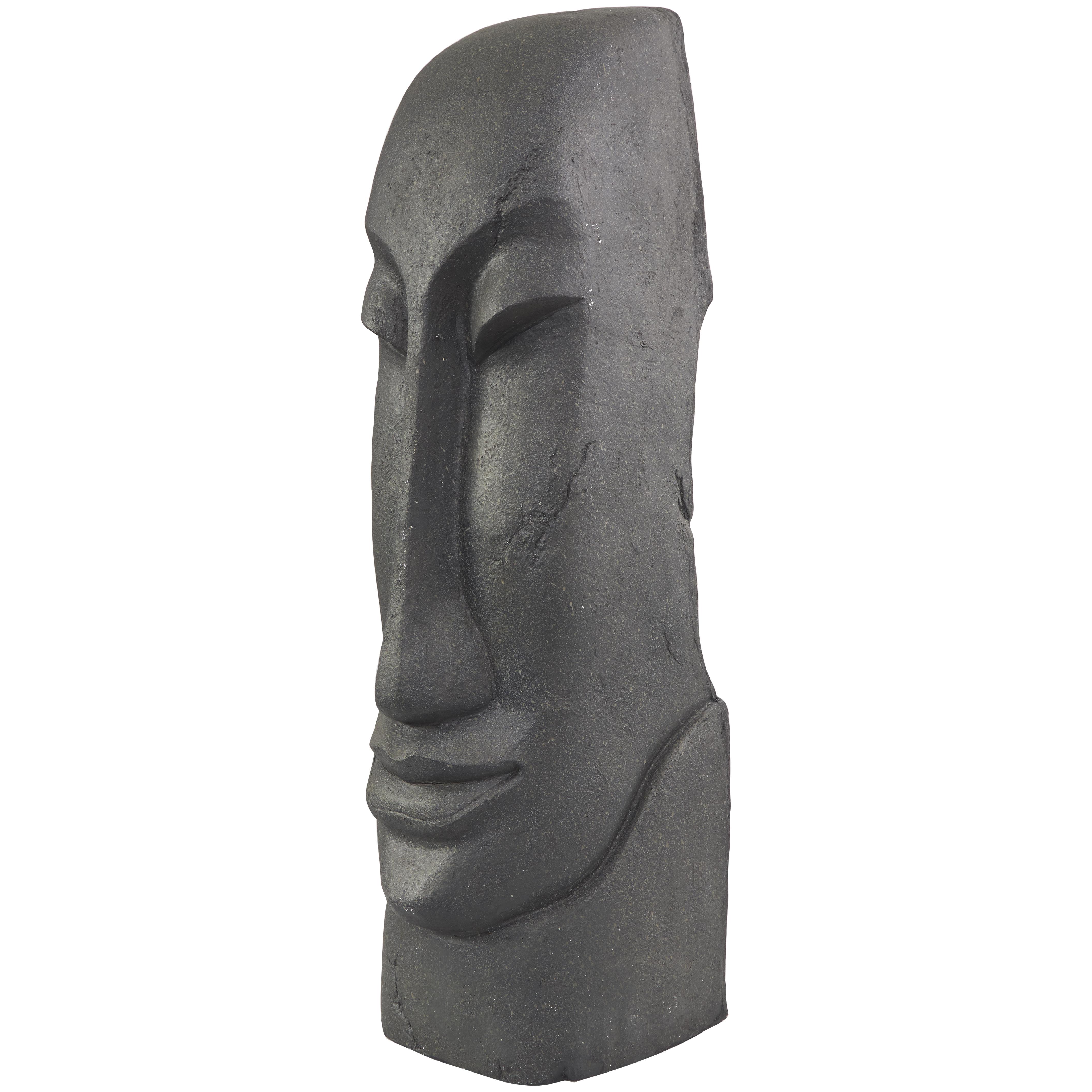 Black Resin Face Tall Distressed Totem Decorative Sculpture, 8" x 11" x 31"