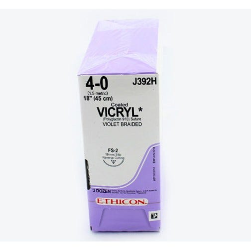 VICRYL® Violet Braided & Coated Suture, 4-0, FS-2, Reverse Cutting, 18" - 36/Box
