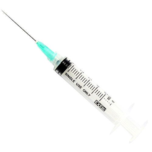 5-6 cc Syringe w/21ga x 1 1/2" Needle, Luer Lock Tip, Green Hub - 100/Box