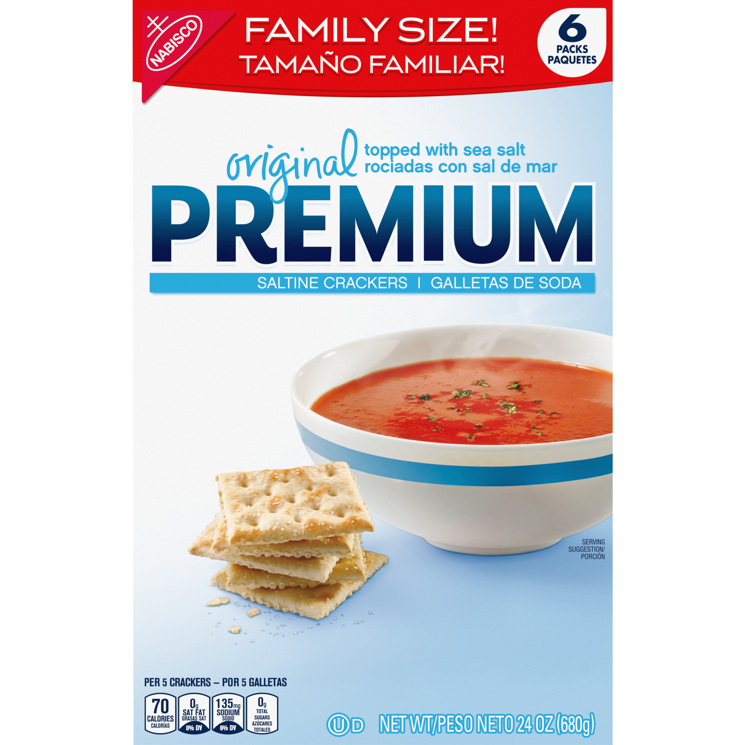 Premium Original Saltine Crackers, Family Size, 24 oz-1
