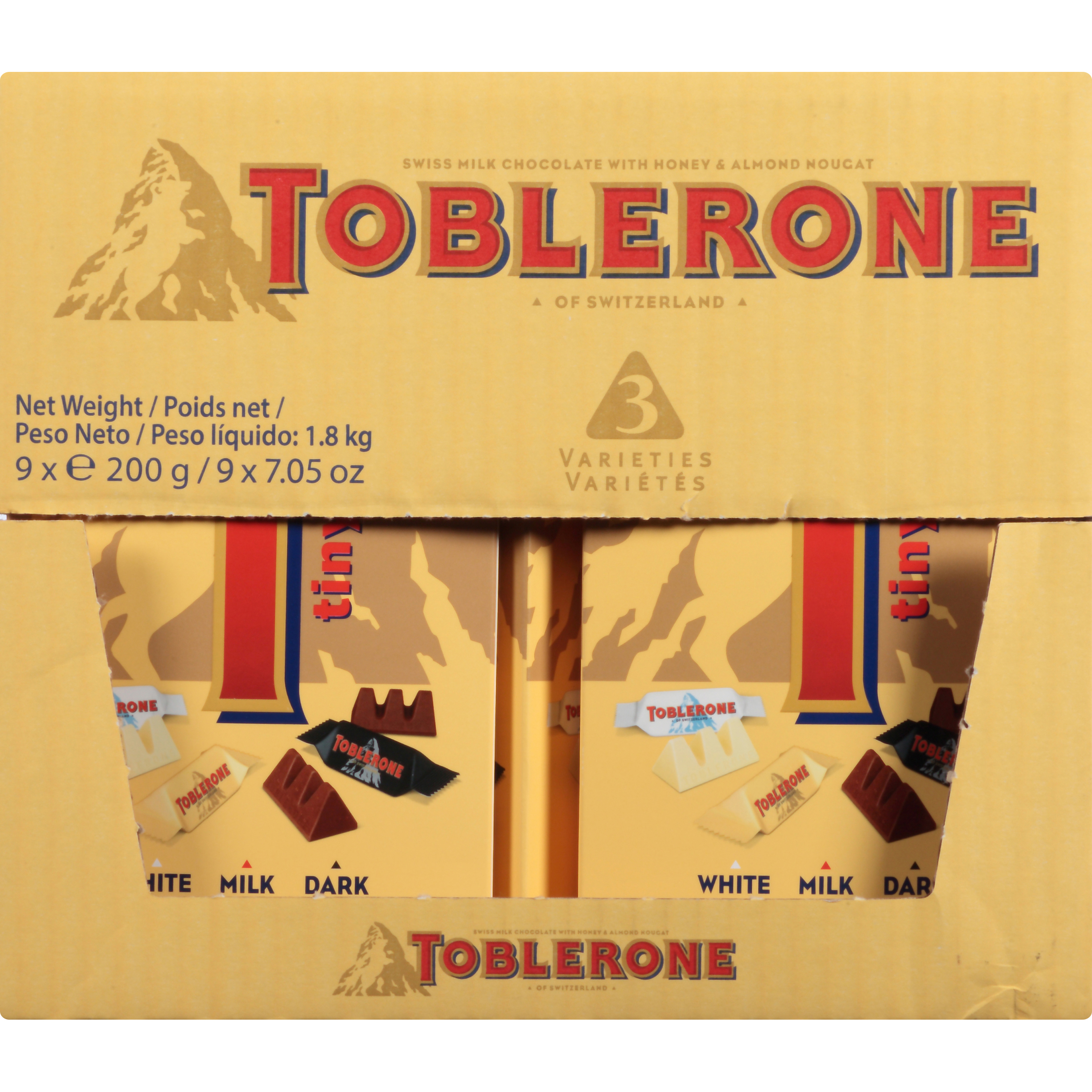 TOBLERONE Tiny Variety Pack - White, Milk and Dark Chocolate 7.05 OZ