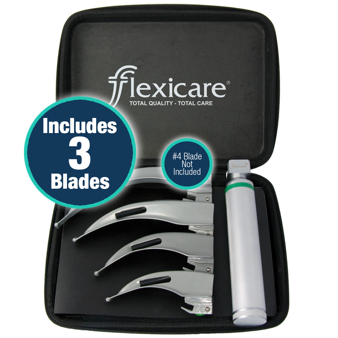 Flexicare Fiber-Optic Laryngoscope Box Sets - With 3 Macintosh blades sizes 1, 2 & 3