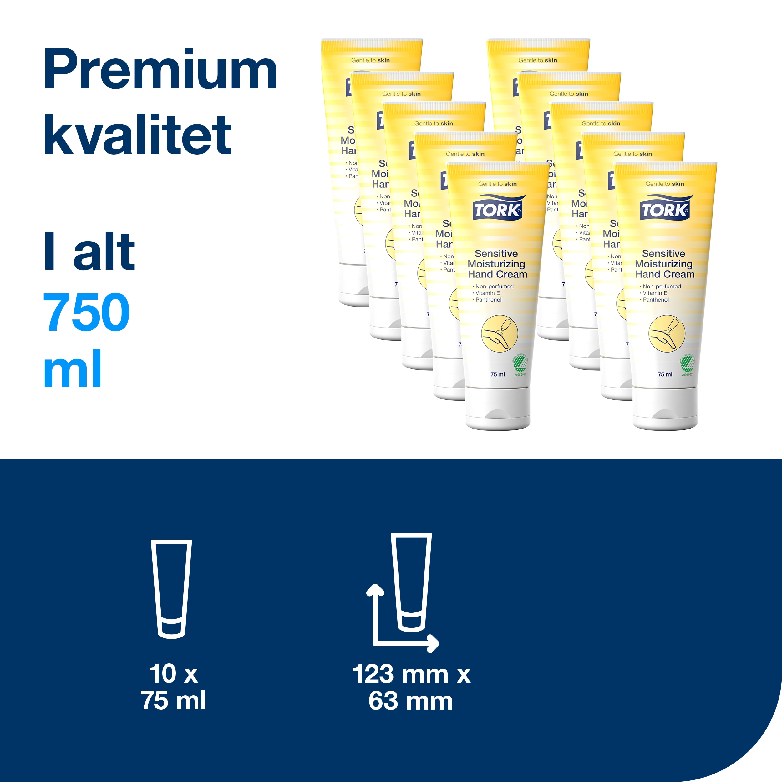 Håndcreme, Uden farve og parfume, 75 ml, Tork Sensitiv