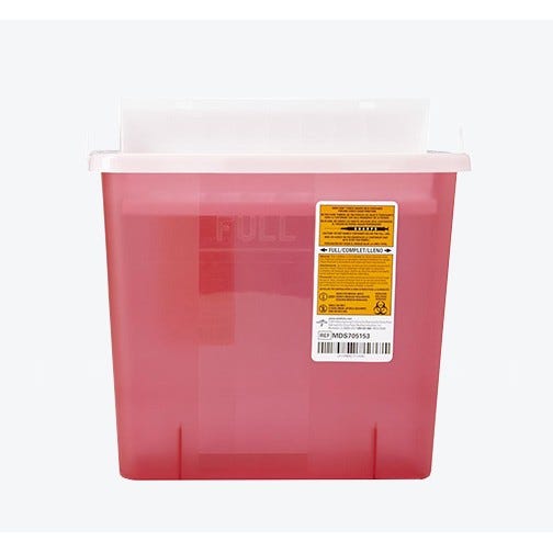 Patient Room Sharps Collector, 5 Quart, Red