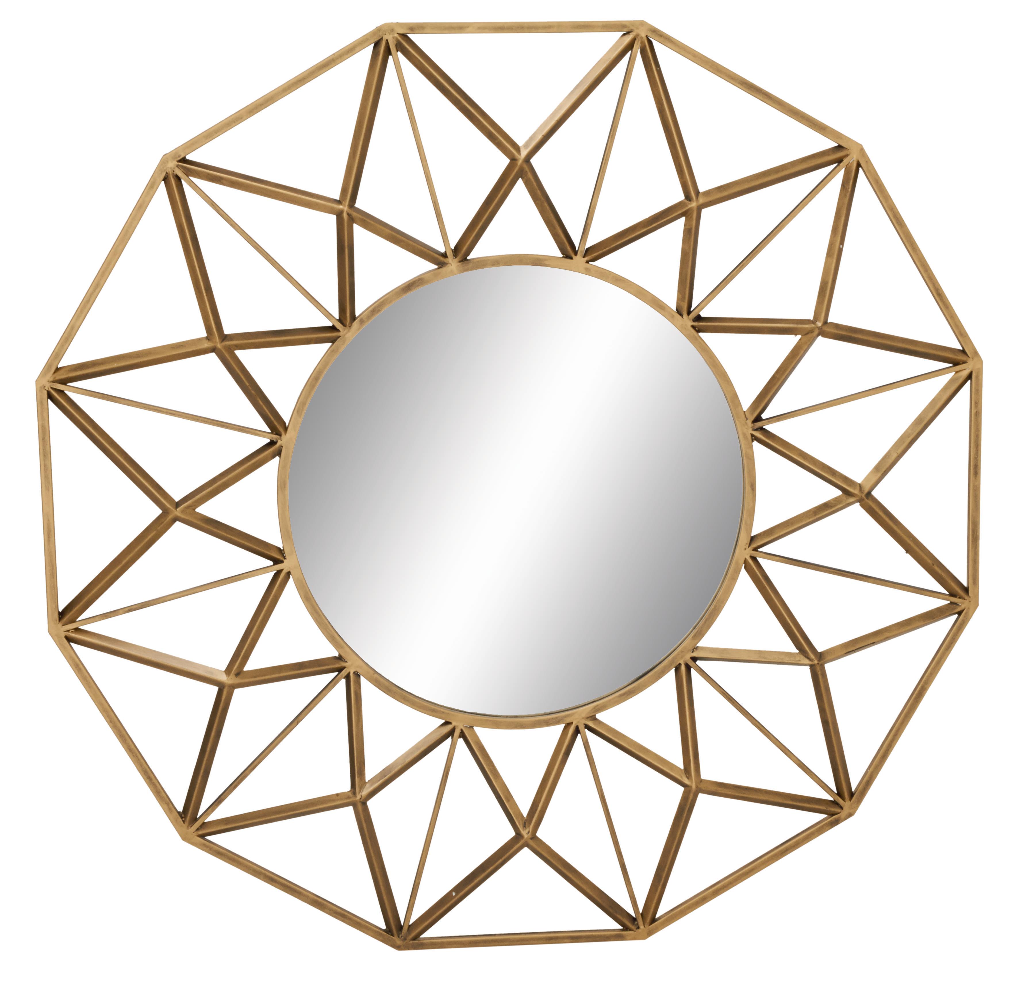 Gold Metal  Starburst Wall Mirror, 32" x 3" x 32"