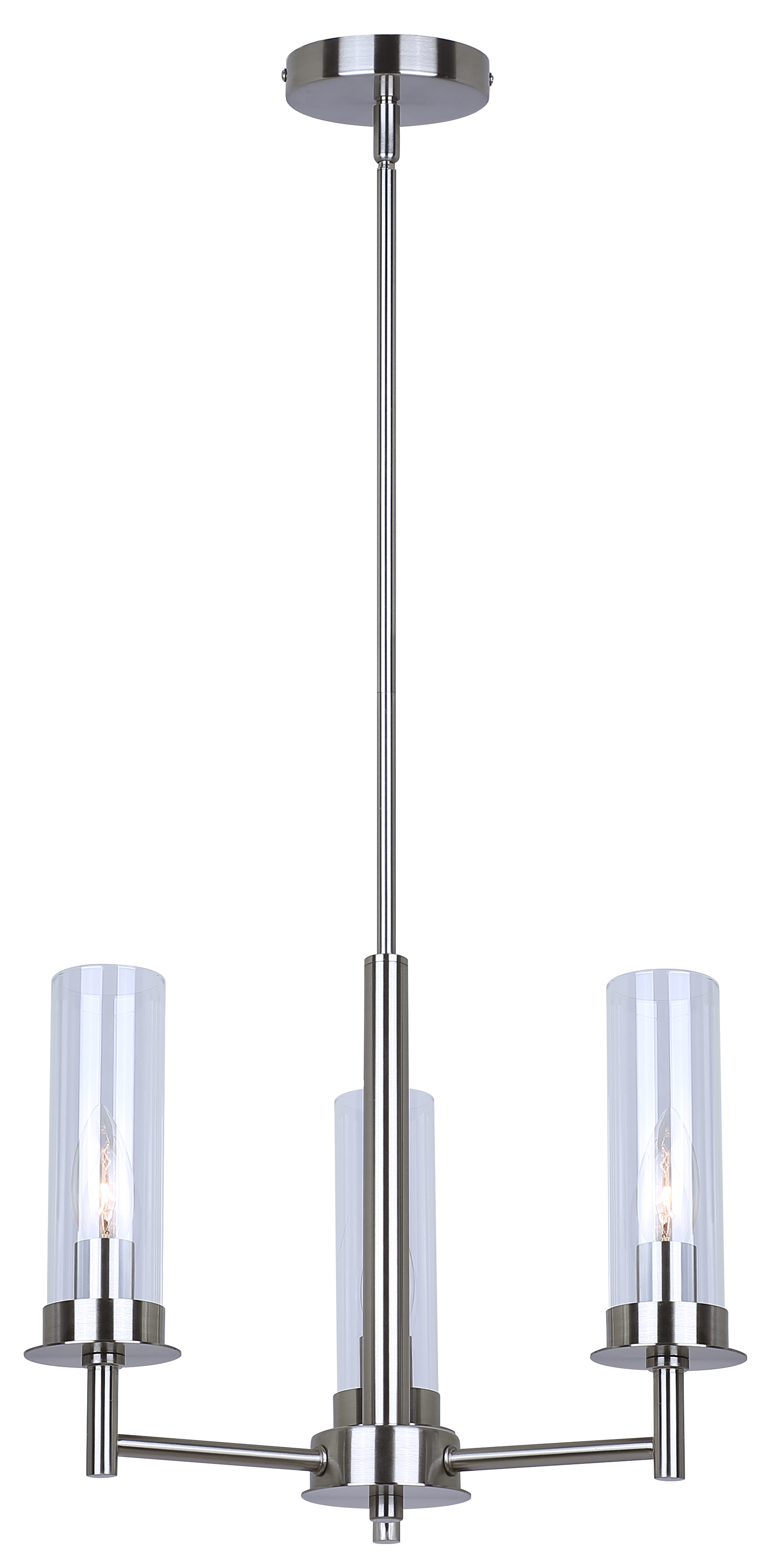 BENSON 3LT 60W CLEAR GLASS B/N CHANDELIER