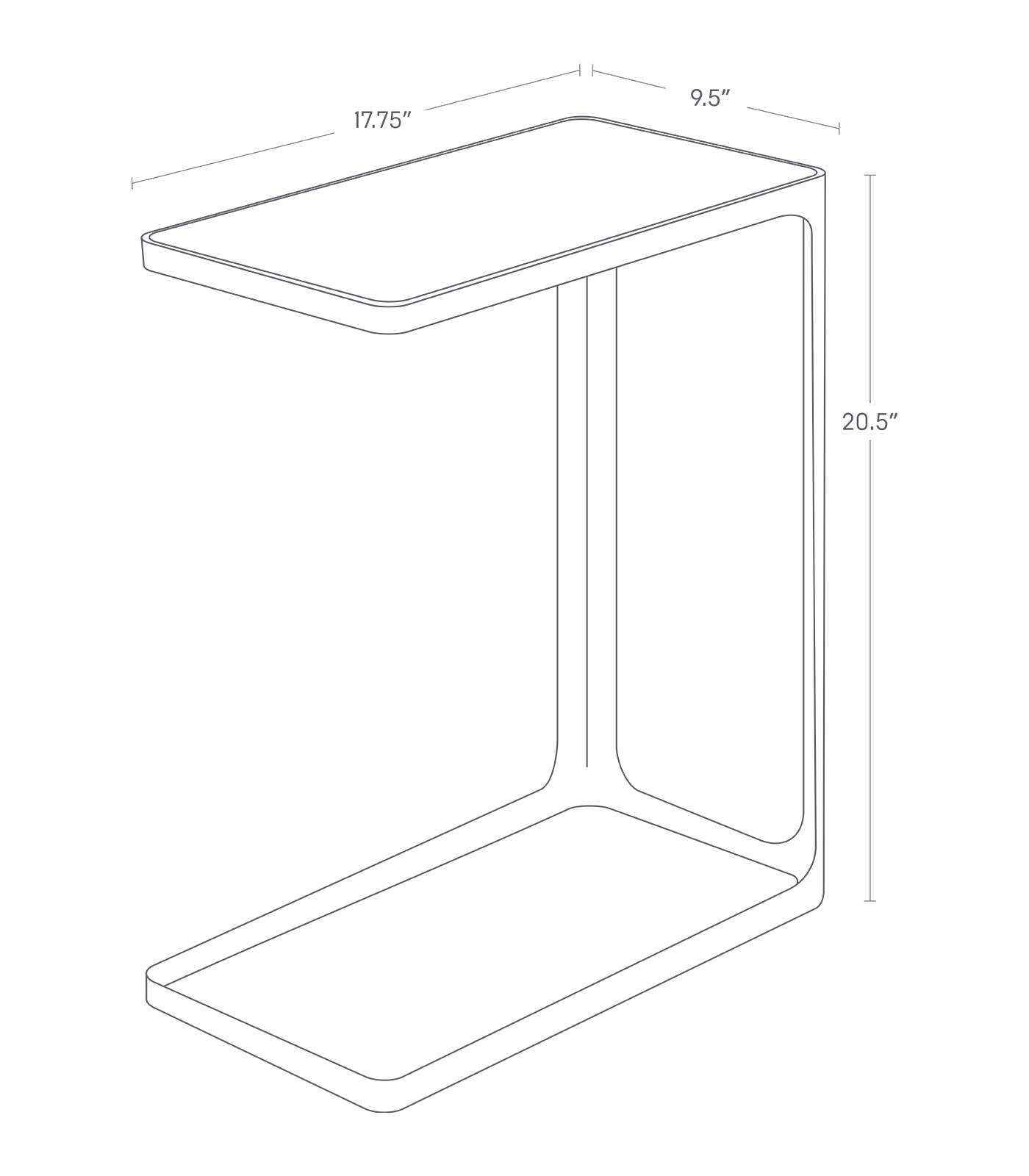 Dimension Image for C Side Table on a white background showing height of 20.5