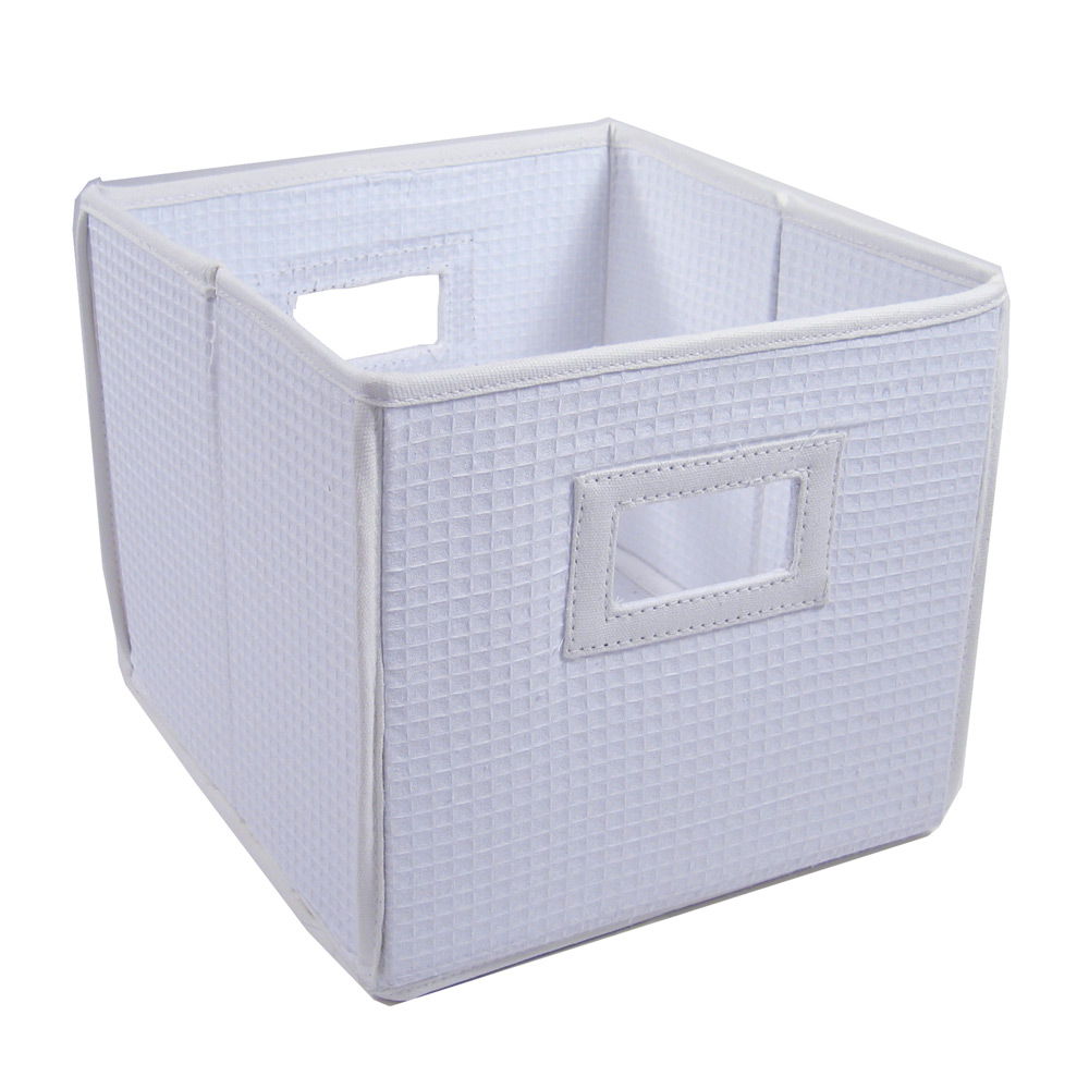 Folding Basket/Storage Cube - White Waffle