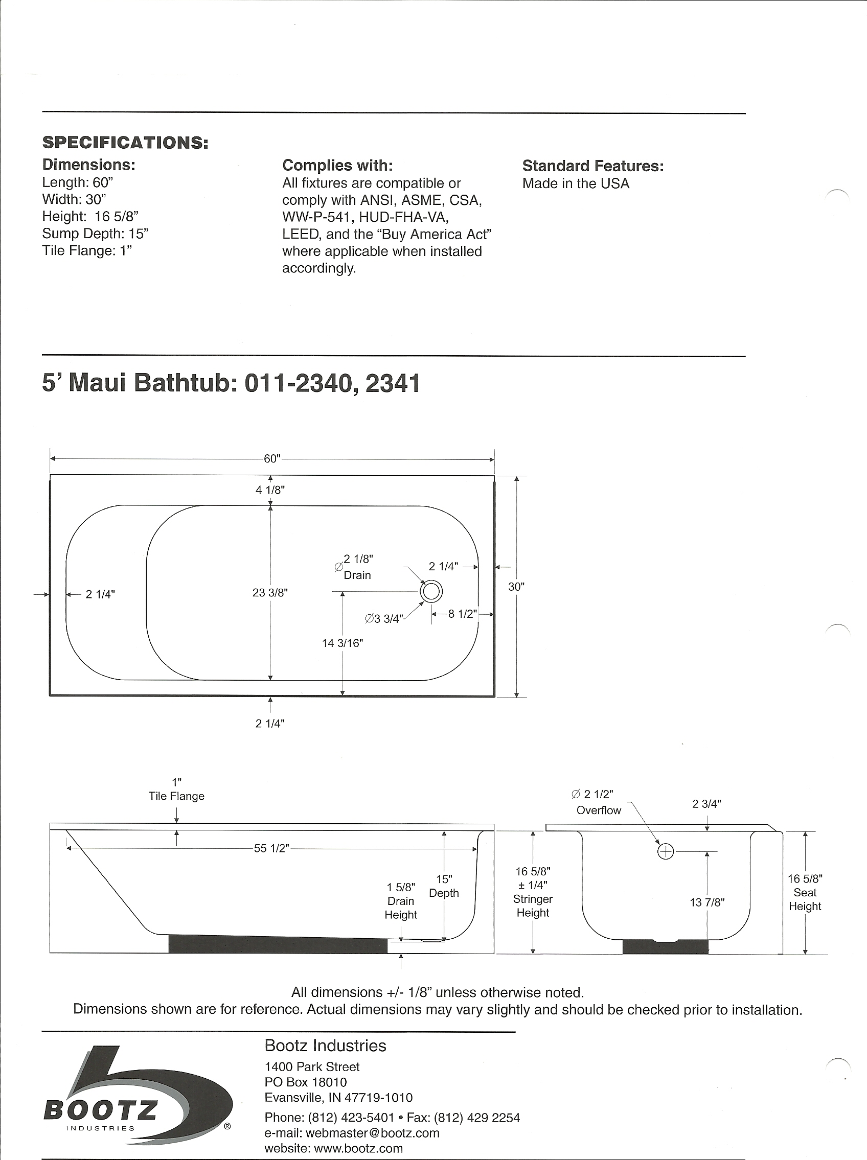Maui 6030 Porcelain Enamel Alcove Right-Hand Drain Bathtub in White view 6